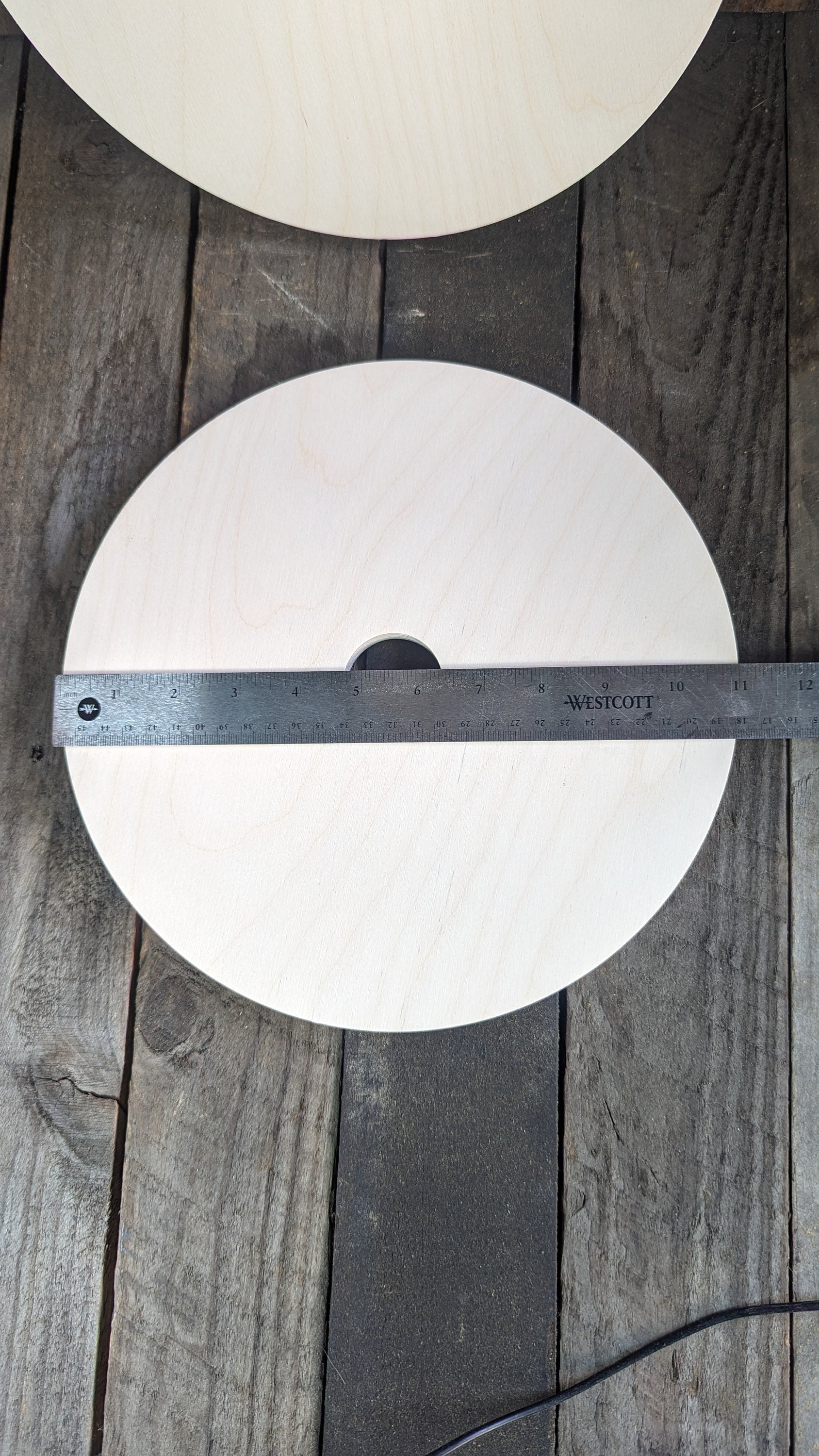 11" Baltic Birch Wood Circle, 1.625" Center Hole, Unfinished Craft Supplies