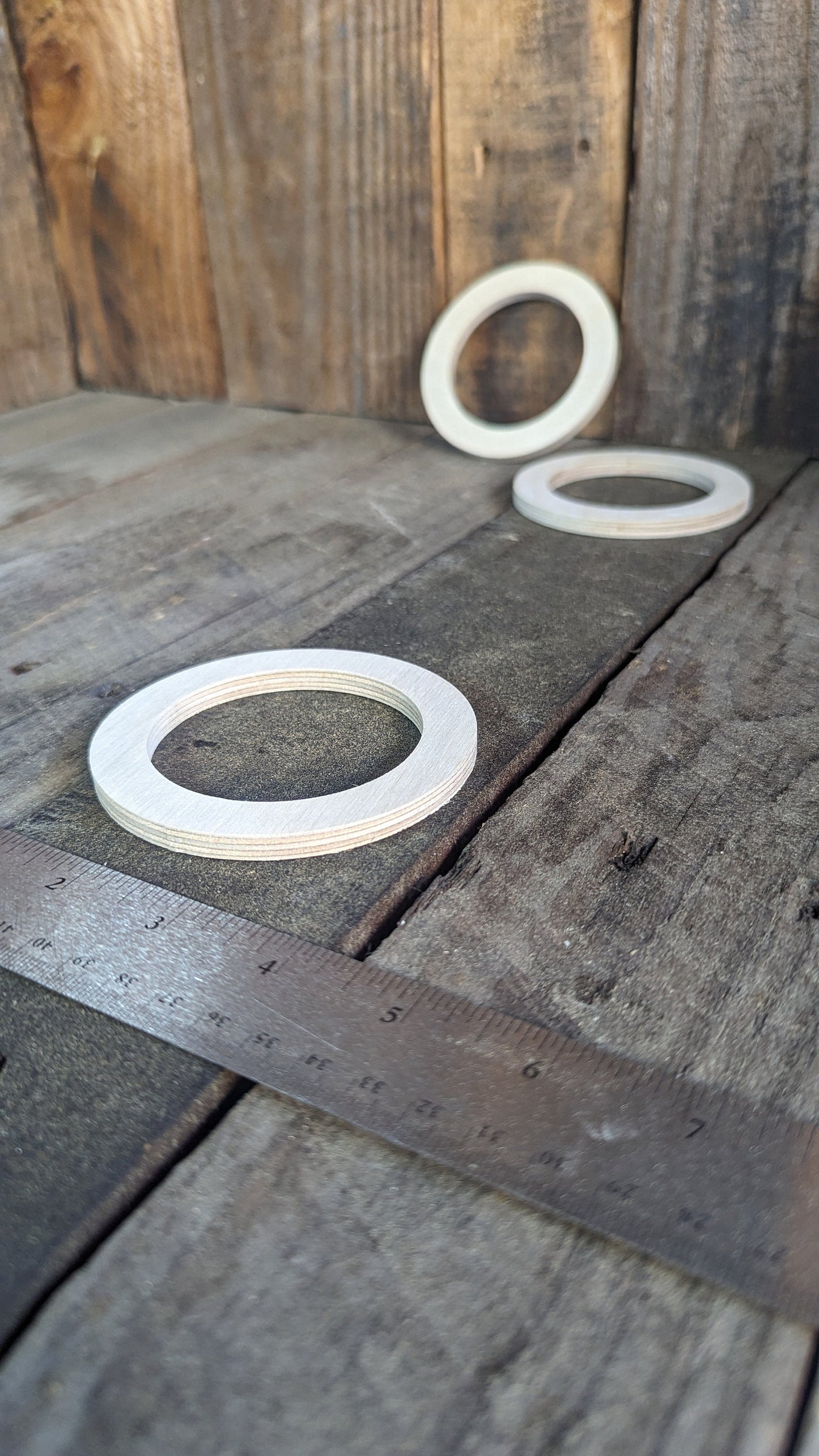 3.5" (3 1/2") Wood Donut, 2.5" center hole - BALTIC BIRCH - Wooden Circles, Unfinished Wooden Circles, Round Circles, Circular Wood, Ring