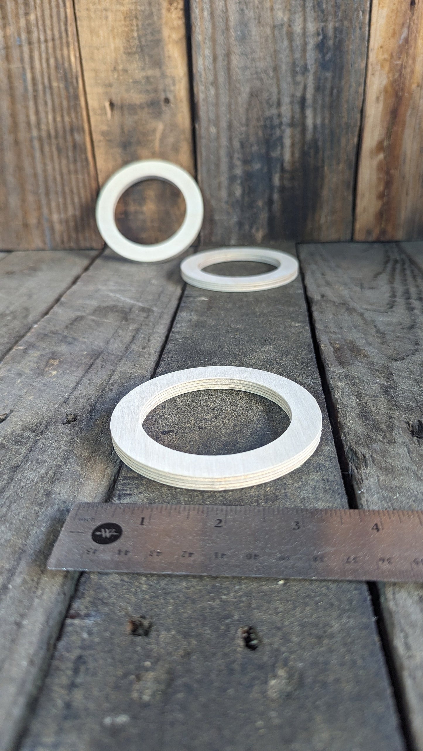 3.5" (3 1/2") Wood Donut, 2.5" center hole - BALTIC BIRCH - Wooden Circles, Unfinished Wooden Circles, Round Circles, Circular Wood, Ring