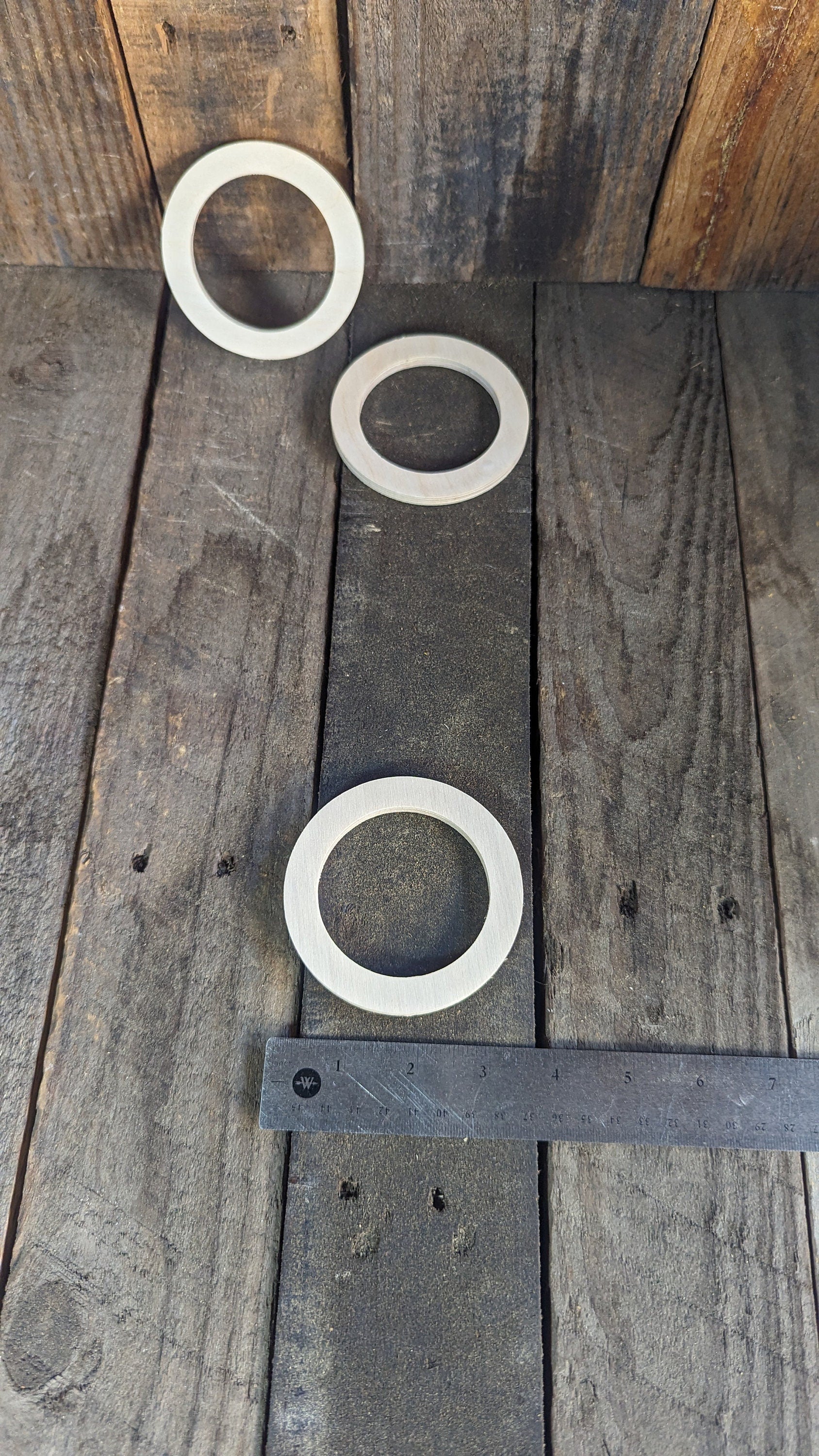 3.5" (3 1/2") Wood Donut, 2.5" center hole - BALTIC BIRCH - Wooden Circles, Unfinished Wooden Circles, Round Circles, Circular Wood, Ring