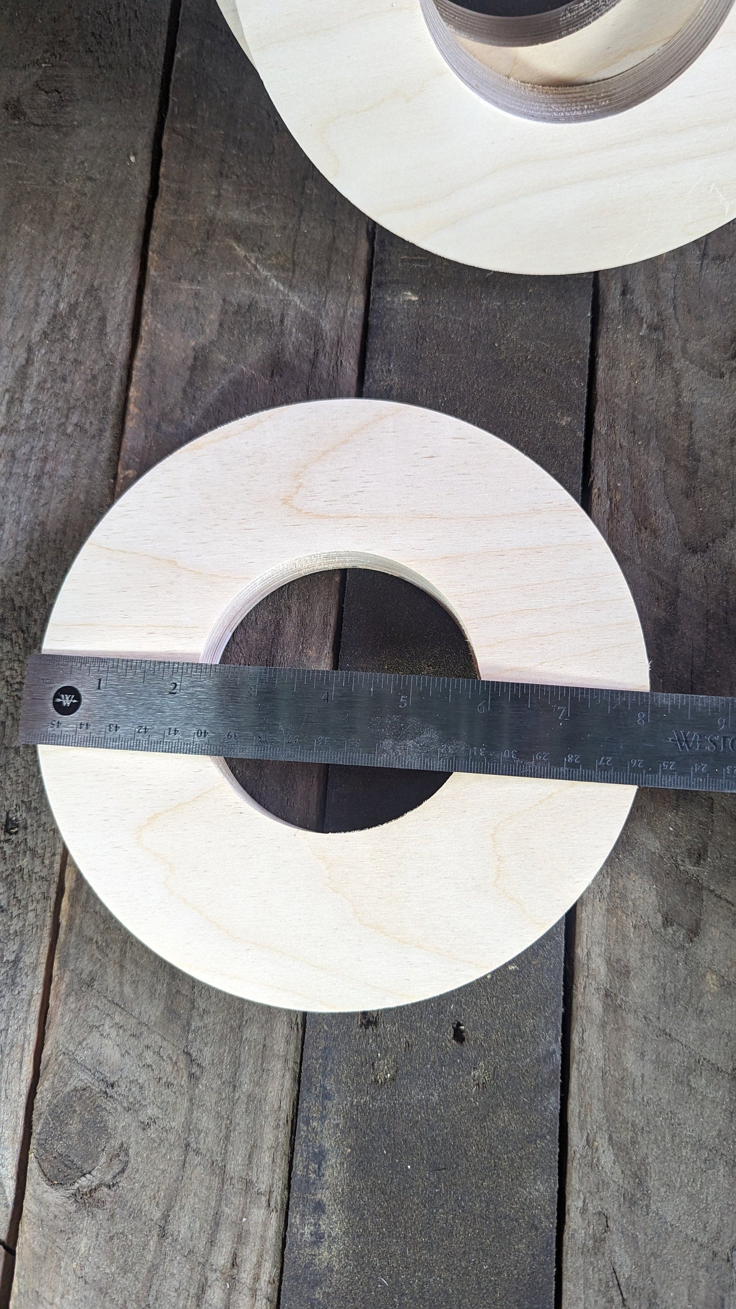8" Wood Donut Ring with 3.75" (3 - 3/4") center hole, BALTIC BIRCH Wooden Circles, Unfinished Wooden Circles, Round Circles, Circular Wood