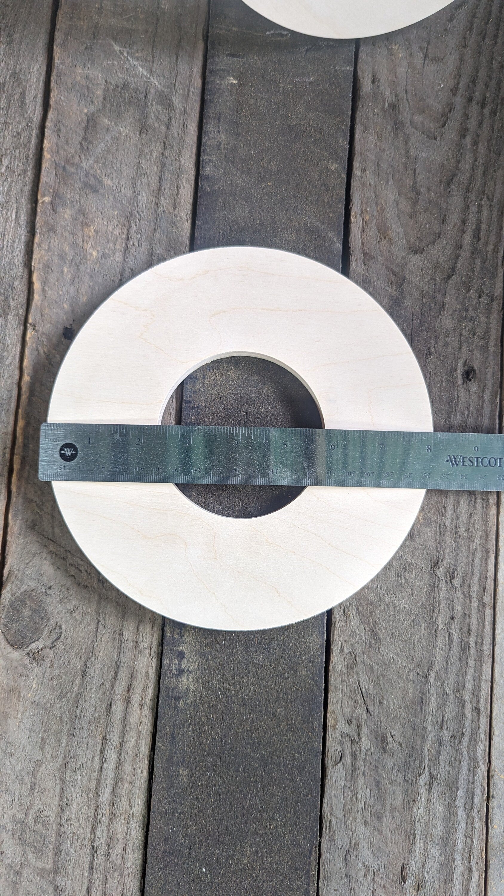 8" Wood Donut Ring with 3.5" (3 - 1/2") center hole, BALTIC BIRCH Wooden Circles, Unfinished Wooden Circles, Round Circles, Circular Wood