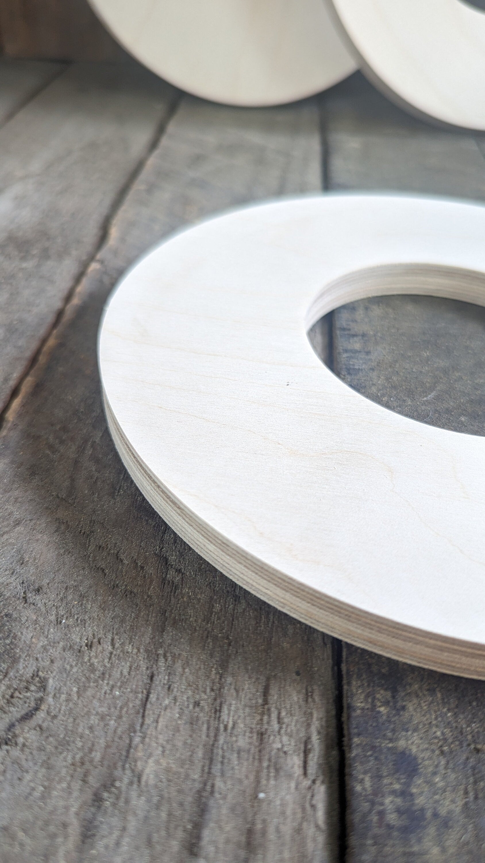 8" Wood Donut Ring with 3.5" (3 - 1/2") center hole, BALTIC BIRCH Wooden Circles, Unfinished Wooden Circles, Round Circles, Circular Wood
