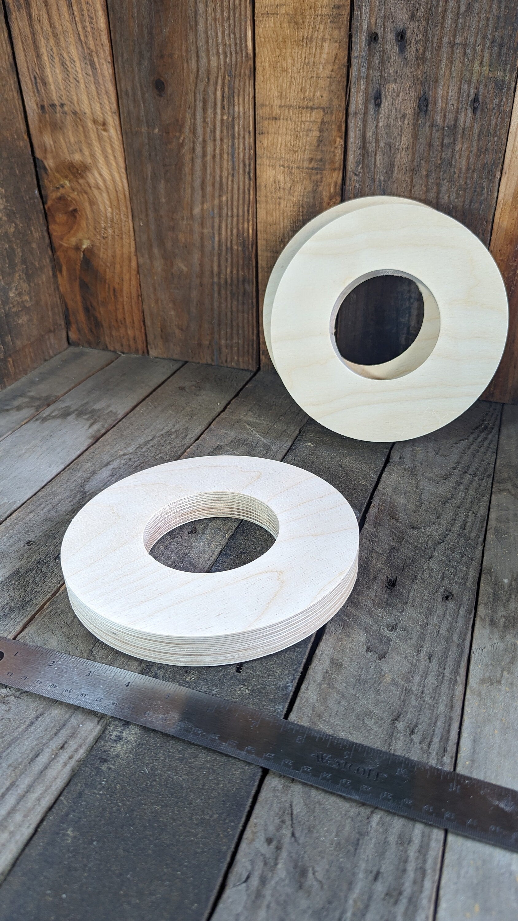 8" Wood Donut Ring with 3.75" (3 - 3/4") center hole, BALTIC BIRCH Wooden Circles, Unfinished Wooden Circles, Round Circles, Circular Wood