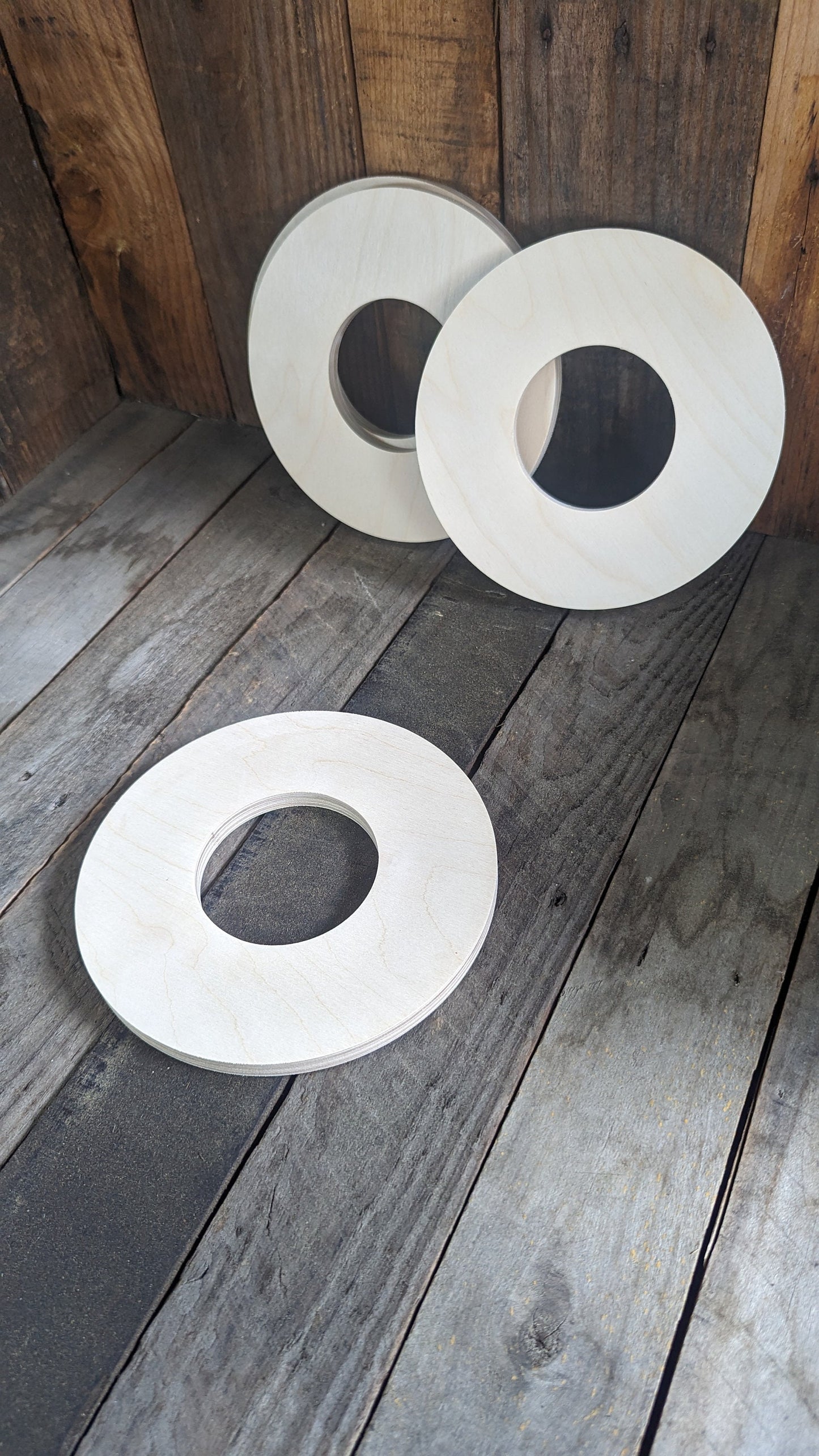 8" Wood Donut Ring with 3.5" (3 - 1/2") center hole, BALTIC BIRCH Wooden Circles, Unfinished Wooden Circles, Round Circles, Circular Wood
