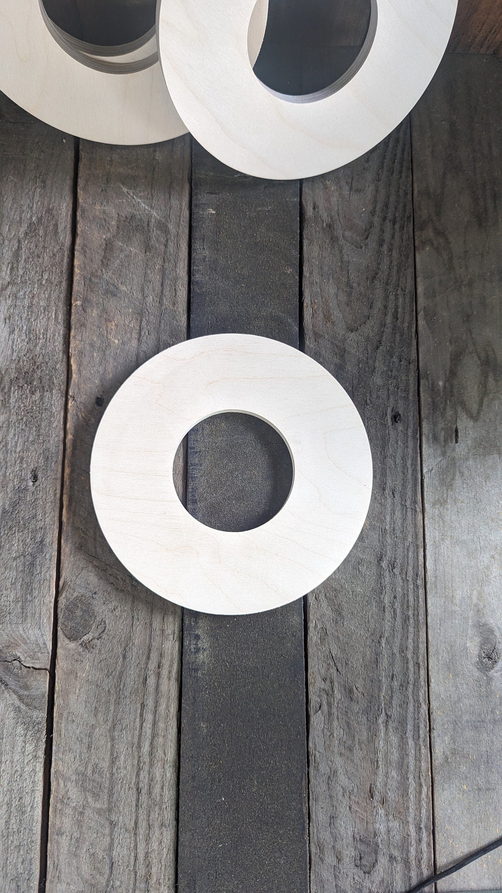 8" Wood Donut Ring with 3.5" (3 - 1/2") center hole, BALTIC BIRCH Wooden Circles, Unfinished Wooden Circles, Round Circles, Circular Wood