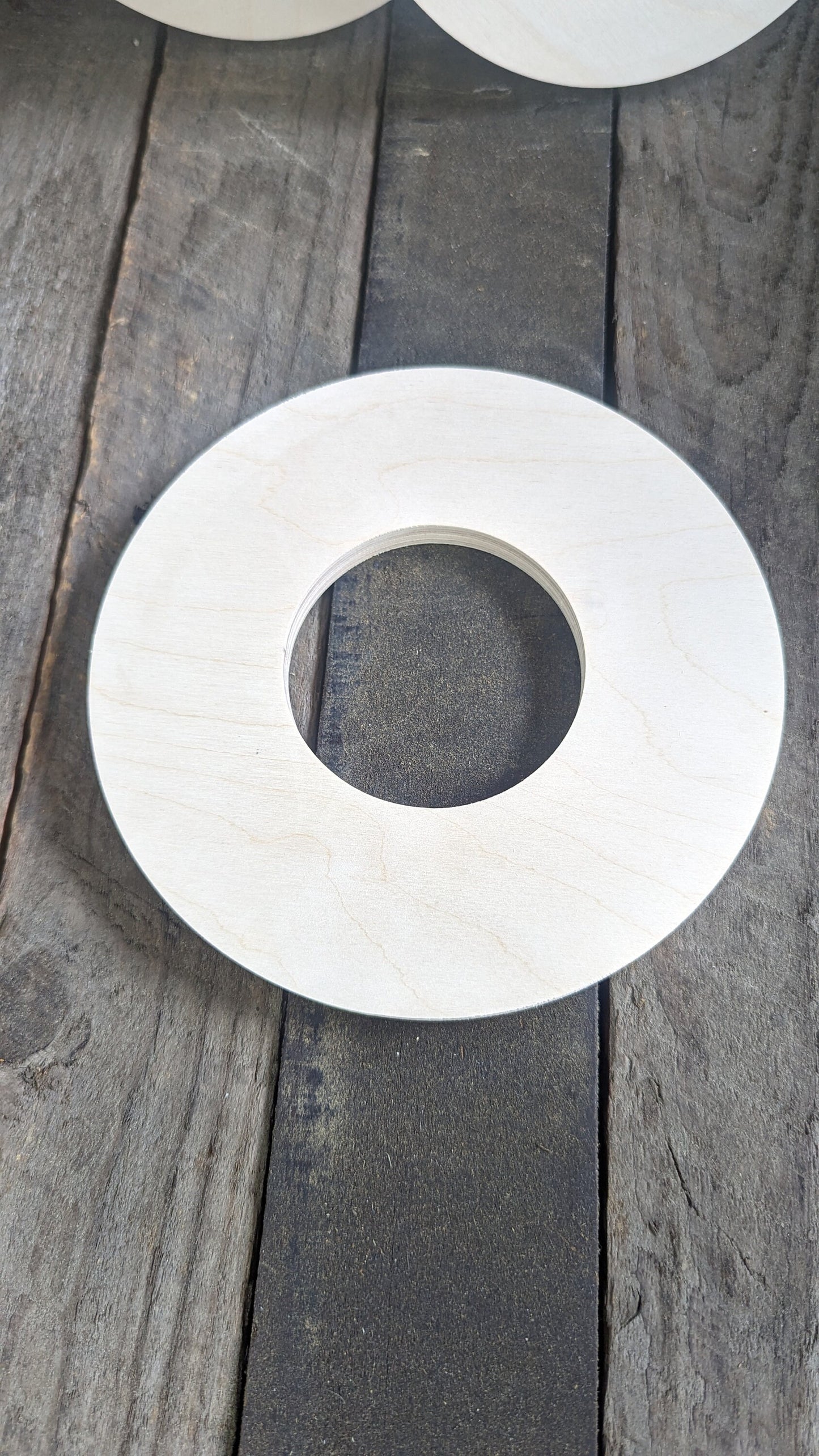 8" Wood Donut Ring with 3.5" (3 - 1/2") center hole, BALTIC BIRCH Wooden Circles, Unfinished Wooden Circles, Round Circles, Circular Wood