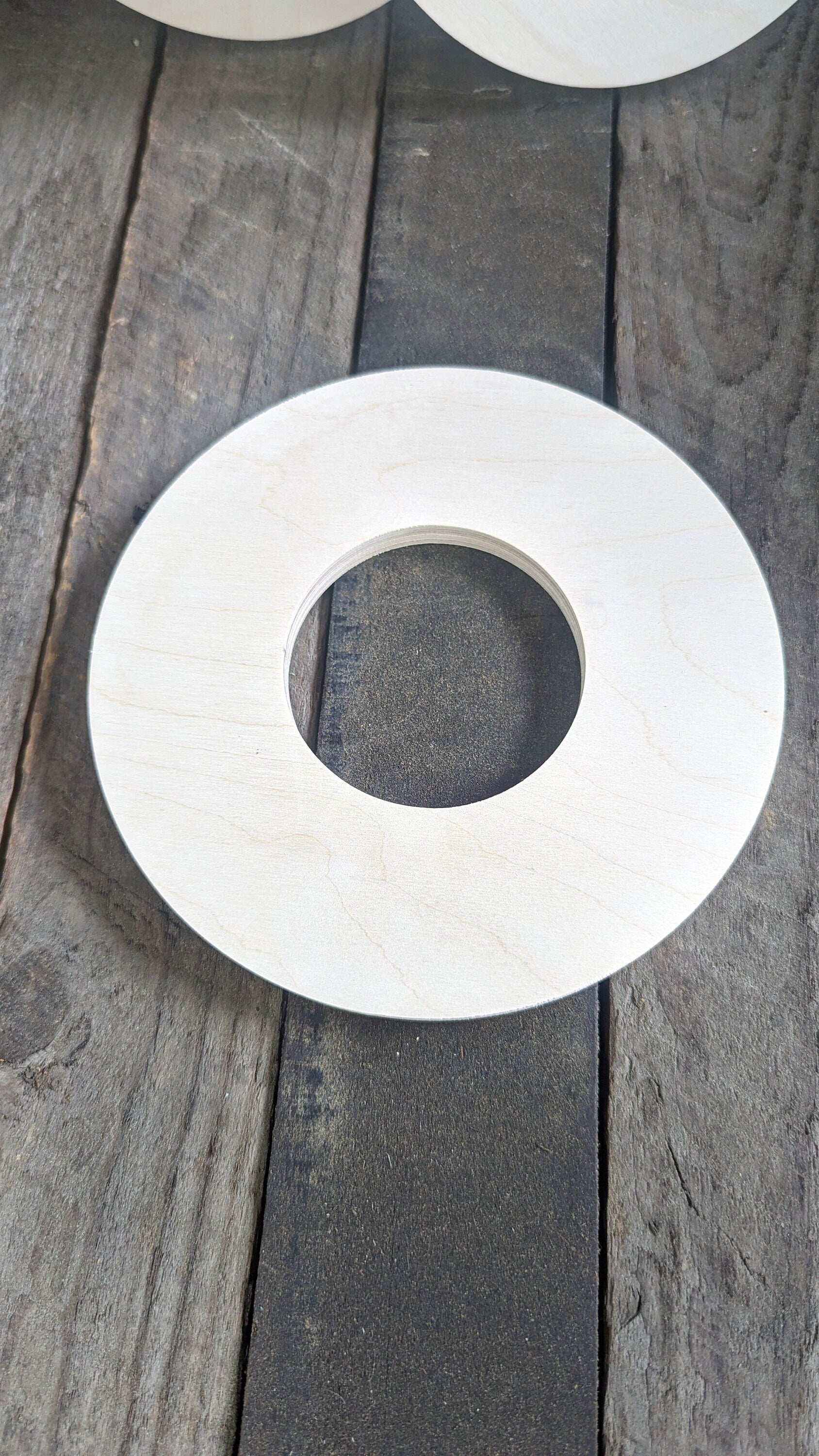 8" Wood Donut Ring with 3.5" (3 - 1/2") center hole, BALTIC BIRCH Wooden Circles, Unfinished Wooden Circles, Round Circles, Circular Wood