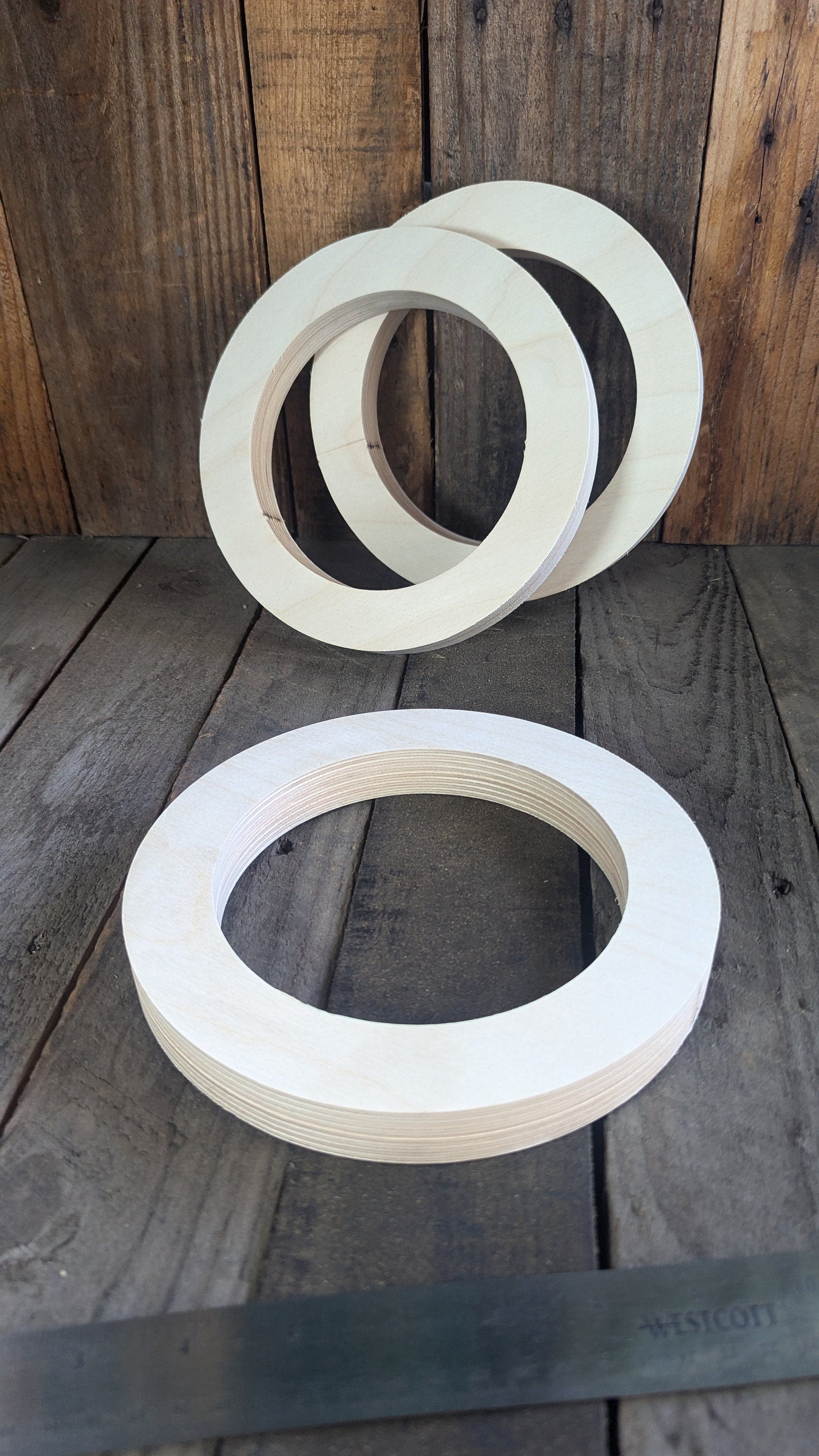 8" Wood Donut Ring with 5.625" center hole, BALTIC BIRCH Wooden Circles, Unfinished Wooden Circles, Round Circle, Circular Wood