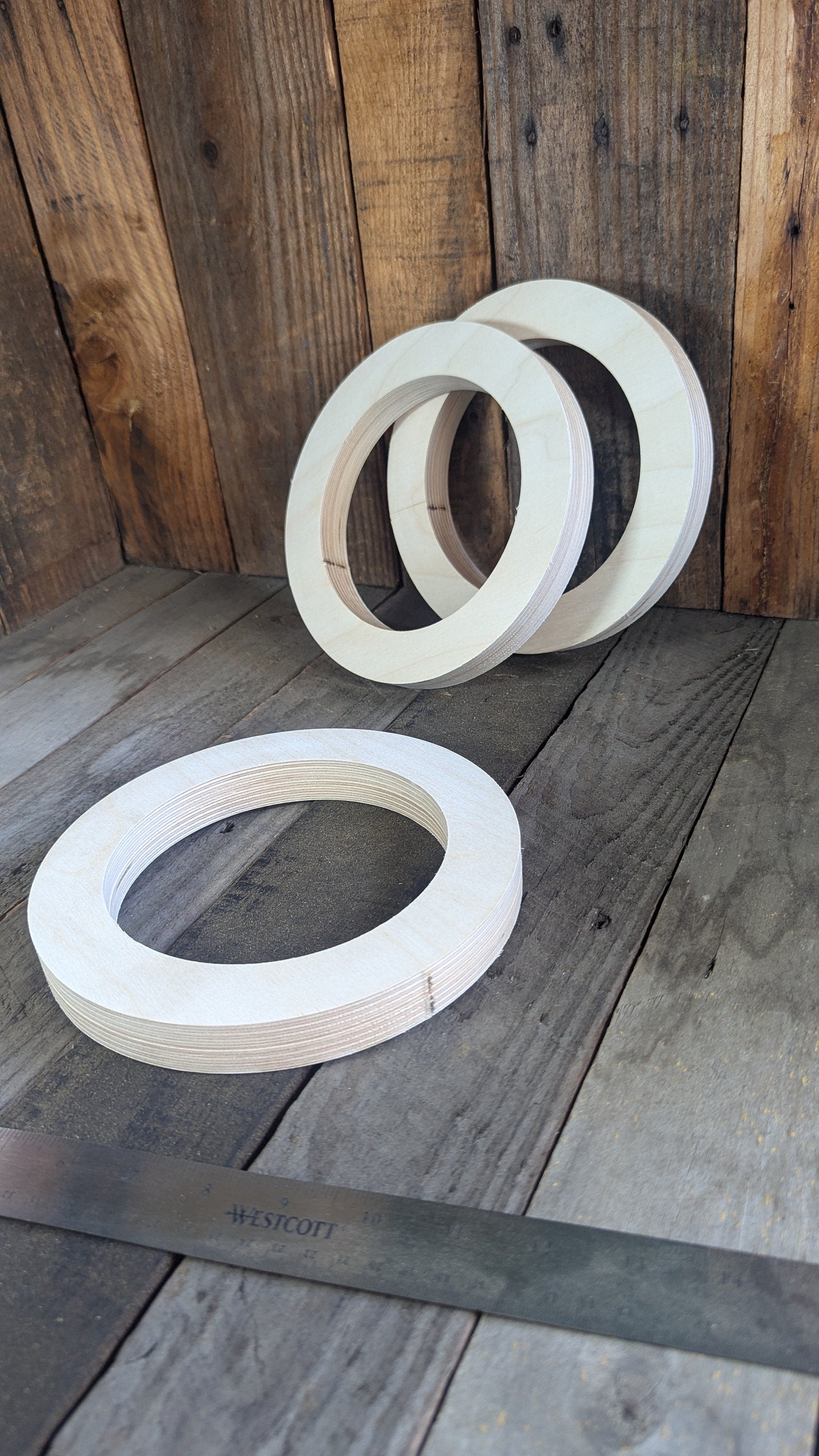 8" Wood Donut Ring with 5.625" center hole, BALTIC BIRCH Wooden Circles, Unfinished Wooden Circles, Round Circle, Circular Wood