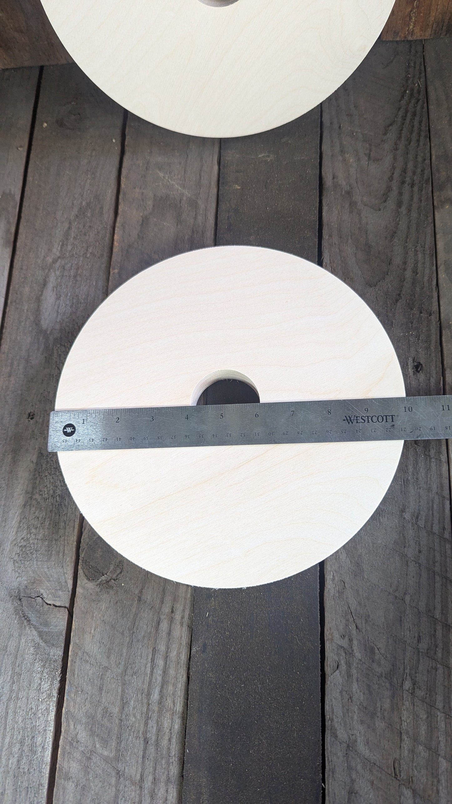 10" Baltic Birch Wood Donut Ring, 2" Center Hole, Craft Supply