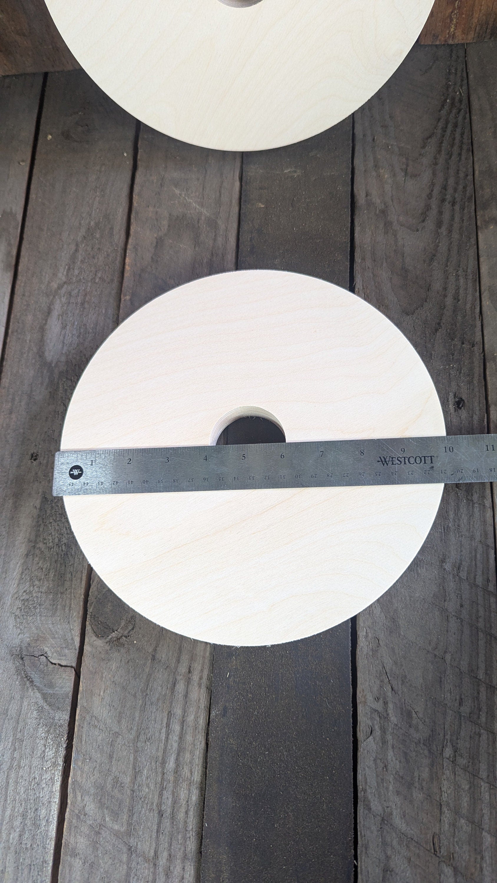 10" Baltic Birch Wood Donut Ring, 2" Center Hole, Craft Supply