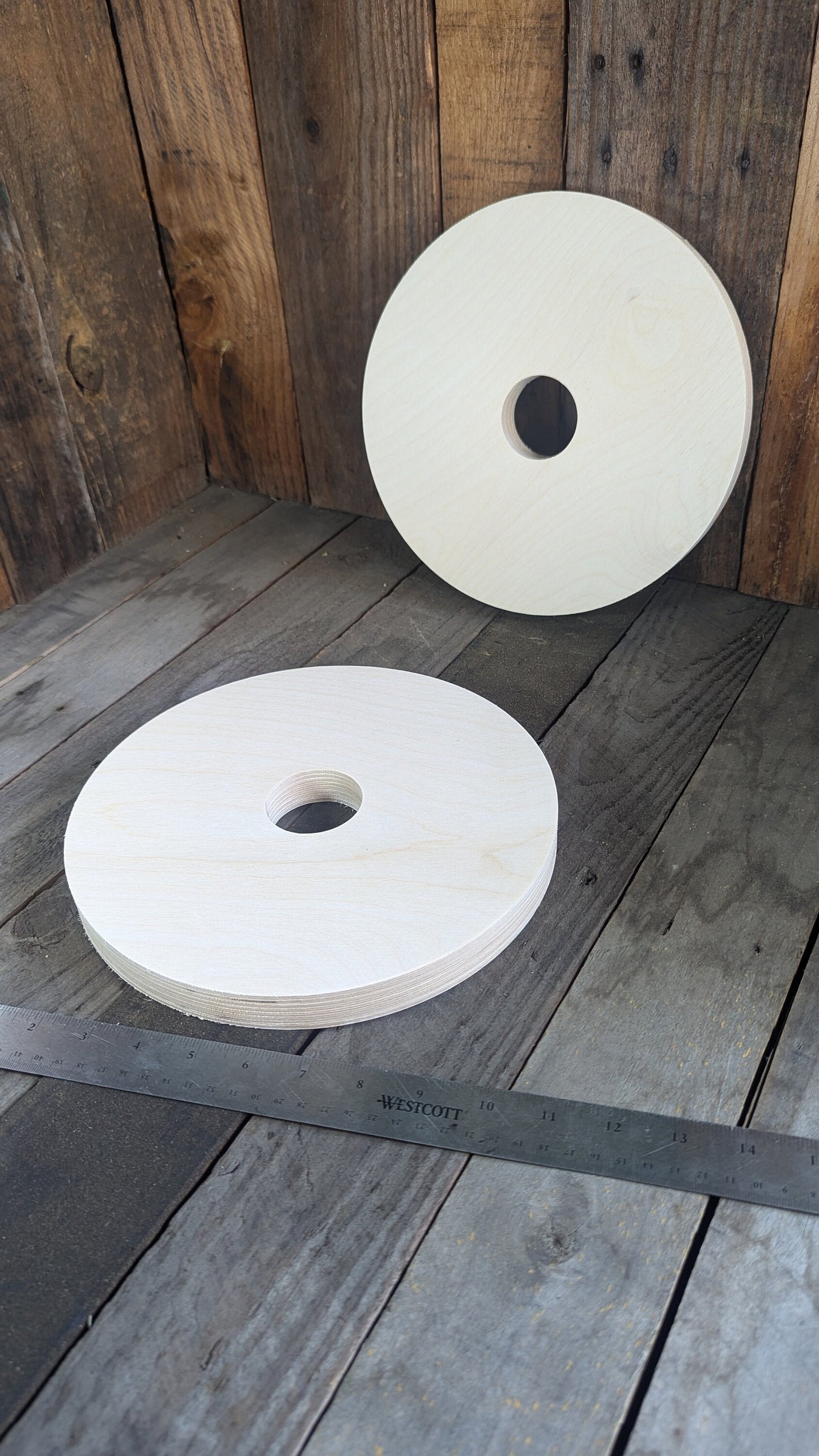 10" Baltic Birch Wood Donut Ring, 2" Center Hole, Craft Supply