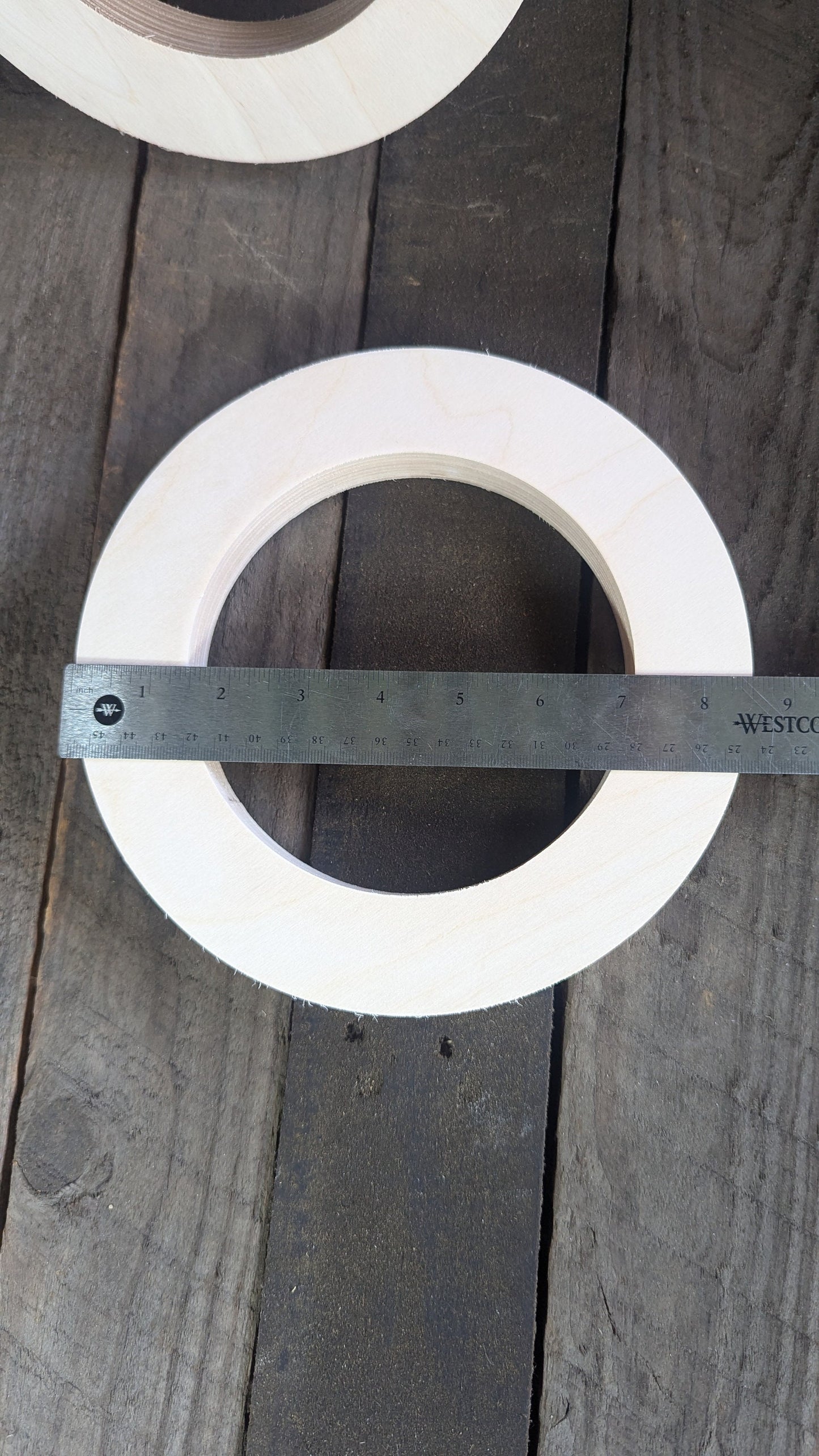 8.5" (8 1/2") Wood Donut Ring with 5.625" (5 5/8")center hole, BALTIC BIRCH Wooden Circles, Unfinished Wooden Circles, Circular Wood