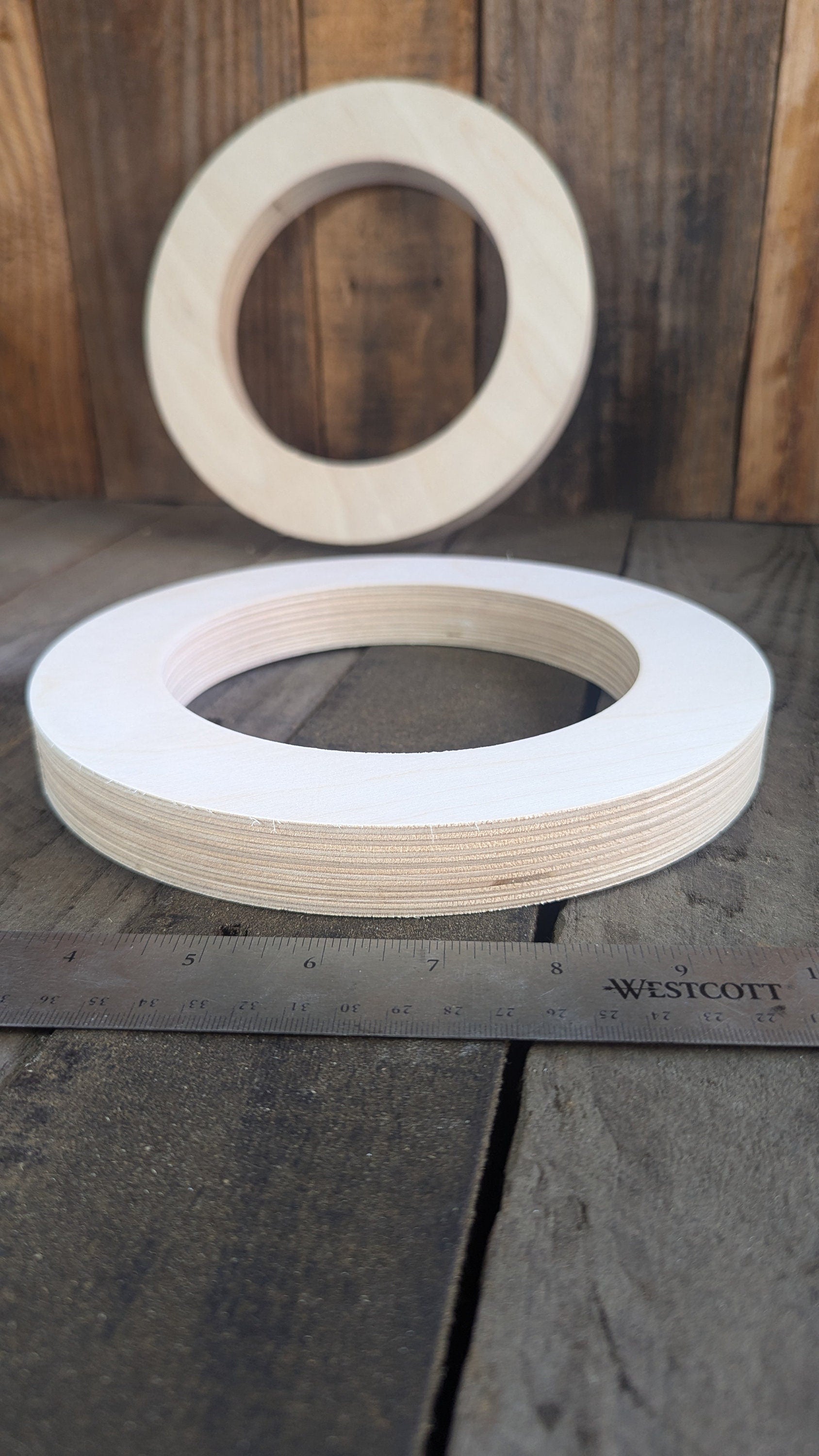 8.5" (8 1/2") Wood Donut Ring with 5.625" (5 5/8")center hole, BALTIC BIRCH Wooden Circles, Unfinished Wooden Circles, Circular Wood