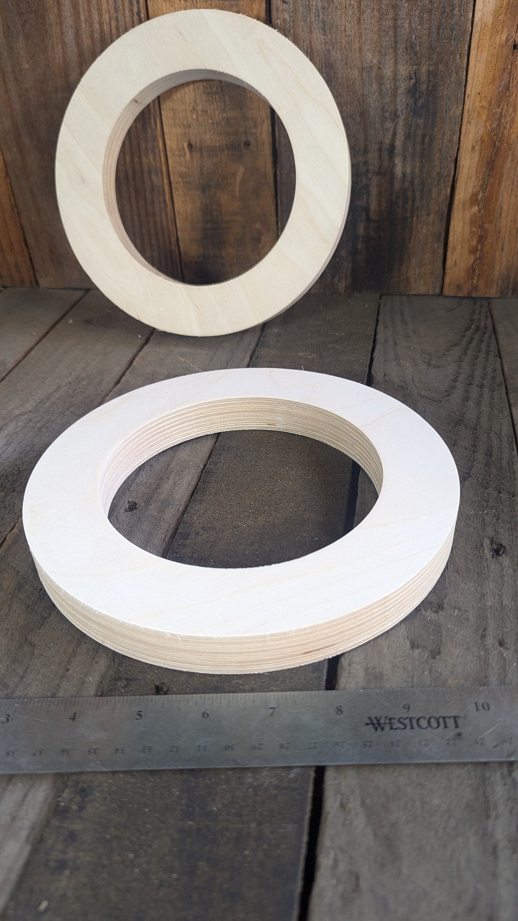 8.5" (8 1/2") Wood Donut Ring with 5.625" (5 5/8")center hole, BALTIC BIRCH Wooden Circles, Unfinished Wooden Circles, Circular Wood