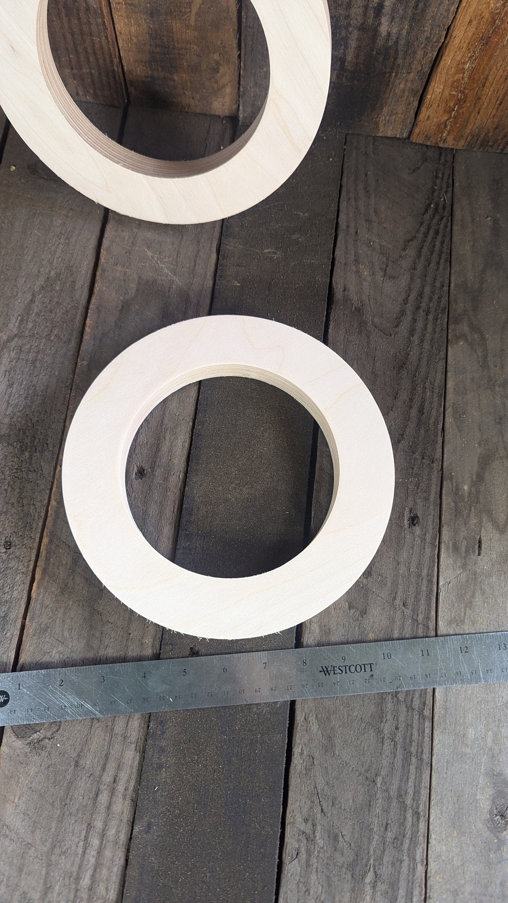 8.5" (8 1/2") Wood Donut Ring with 5.625" (5 5/8")center hole, BALTIC BIRCH Wooden Circles, Unfinished Wooden Circles, Circular Wood