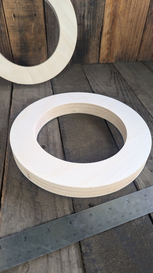 8.5" (8 1/2") Wood Donut Ring with 5.625" (5 5/8")center hole, BALTIC BIRCH Wooden Circles, Unfinished Wooden Circles, Circular Wood