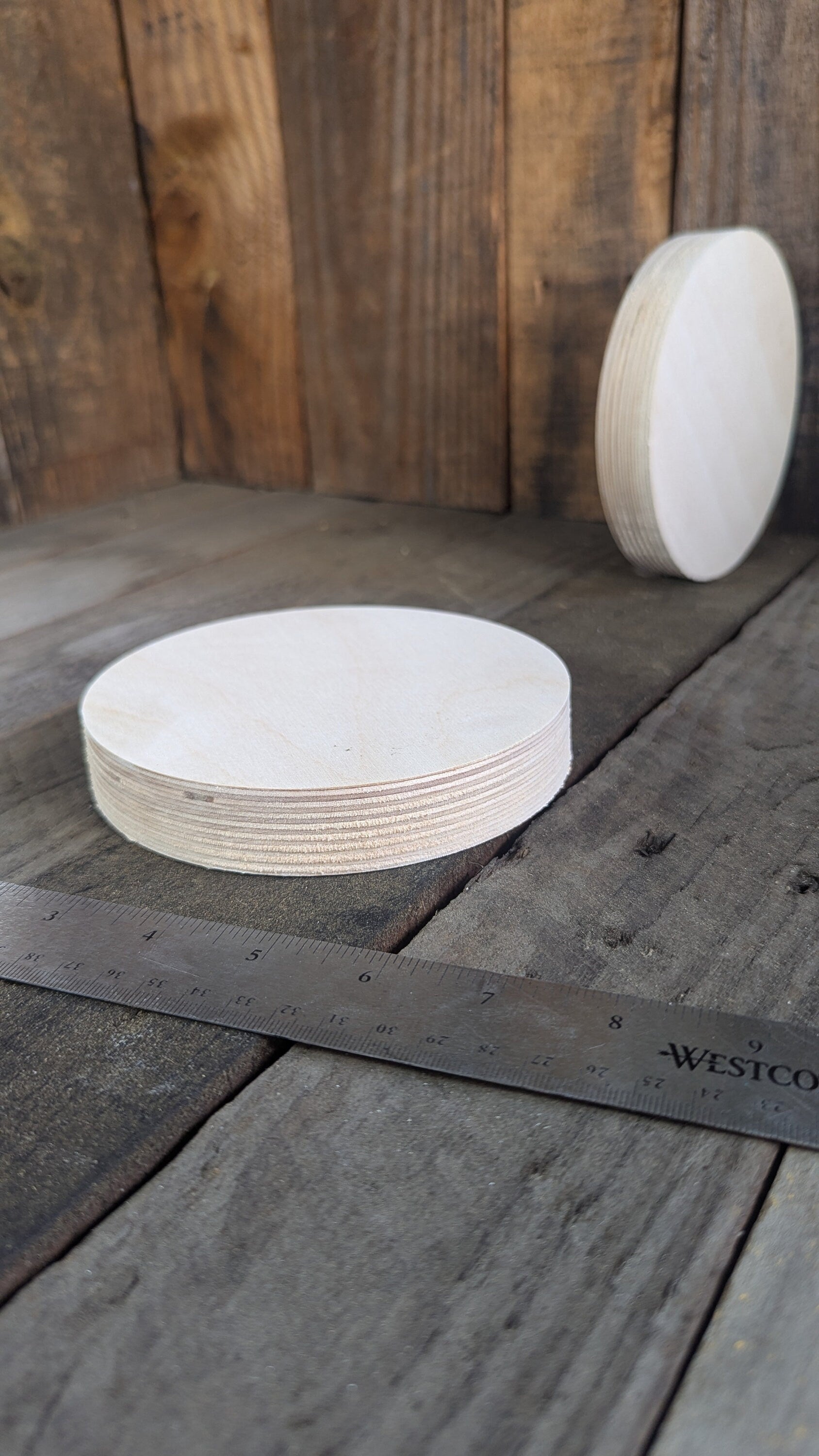 5.375" (5 3/8")Wood Circle Disc Plaques, BALTIC BIRCH - Wooden Circles, Blank Circles, Unfinished Wooden Circle, Circular Wood