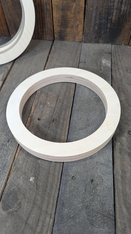 9" Wood Donut Ring with 7" center hole, BALTIC BIRCH Wooden Circles, Blank Circles, Unfinished Wooden Circles, Round Circles, Circular Wood