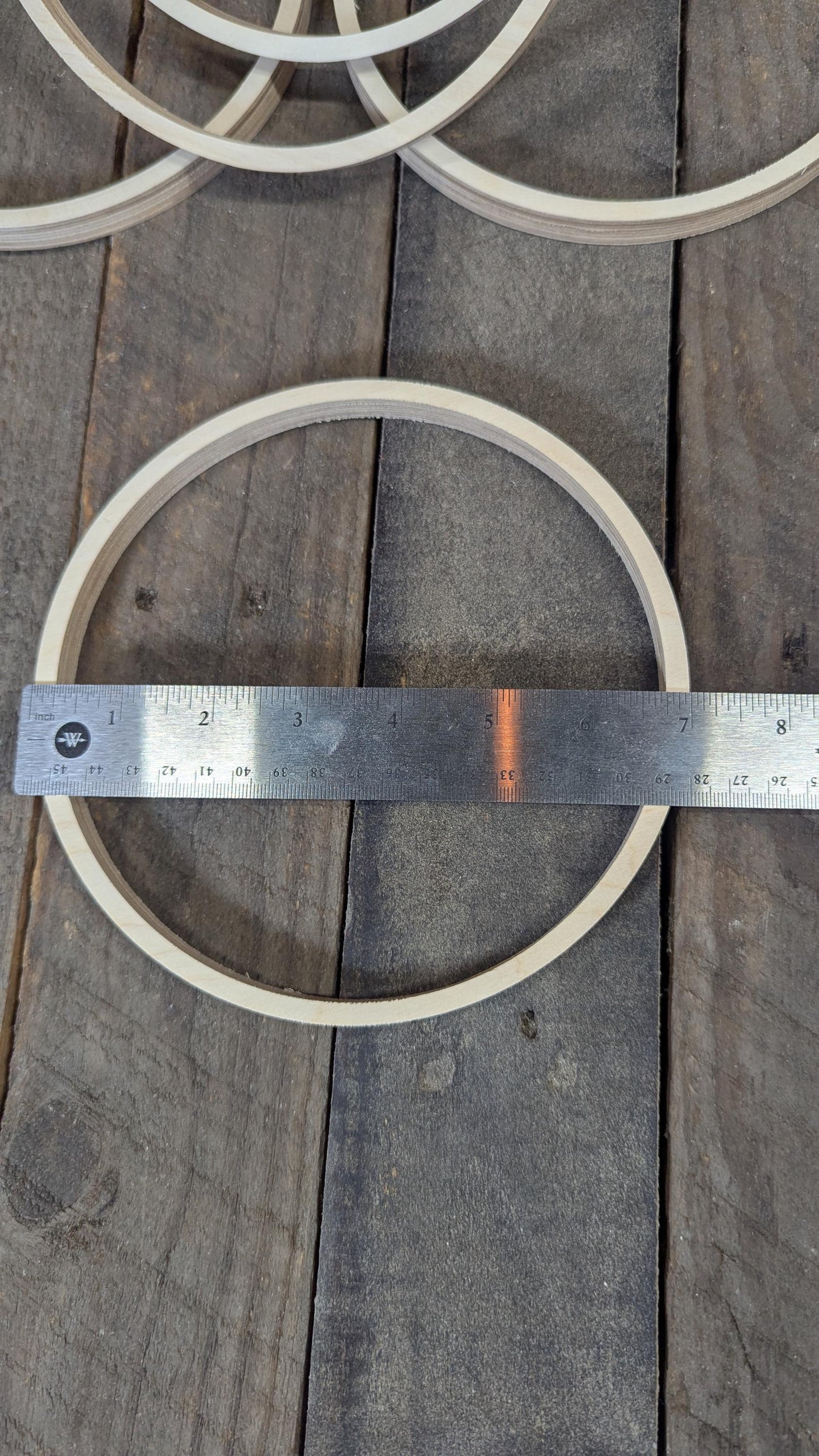 7" Wood Circle Disc with 6.5" center hole, BALTIC BIRCH Wooden Circles, Blank Circles, Unfinished Wooden Circles, Circular Wood