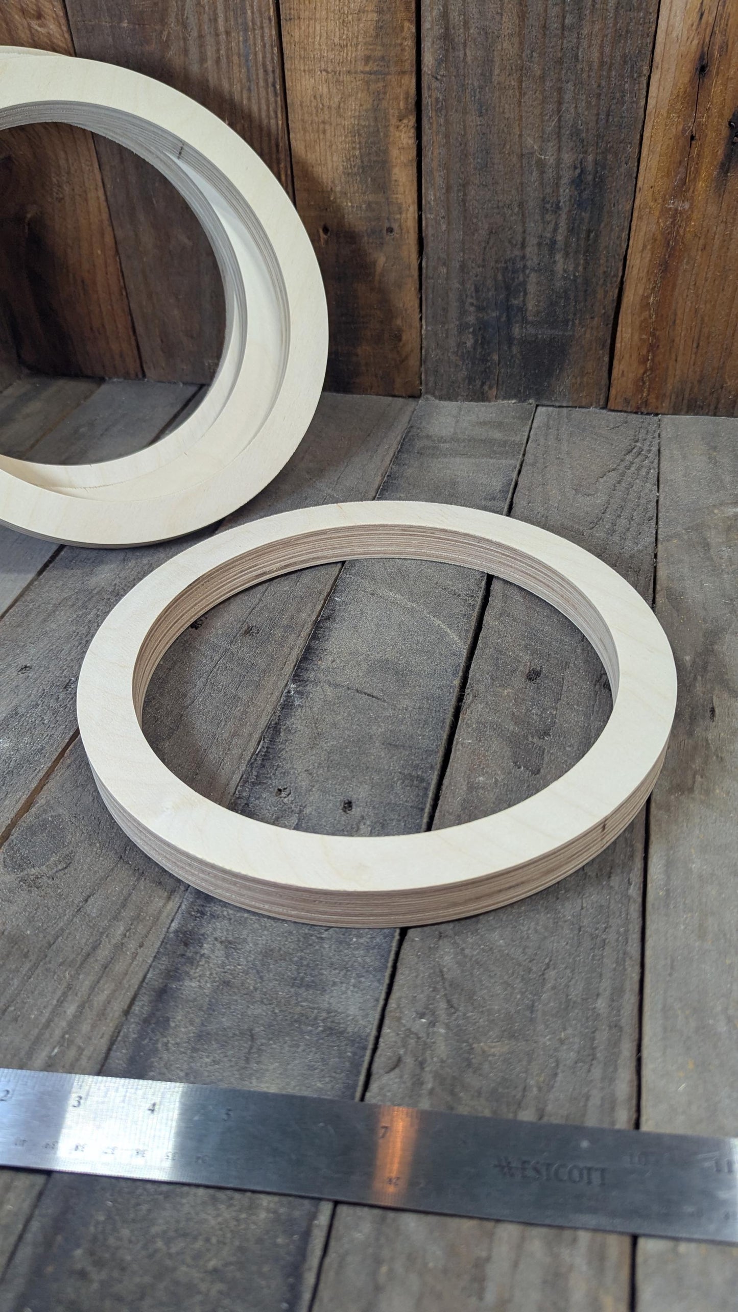 11" Baltic Birch Wood Circle, 9" Center Hole, DIY Craft