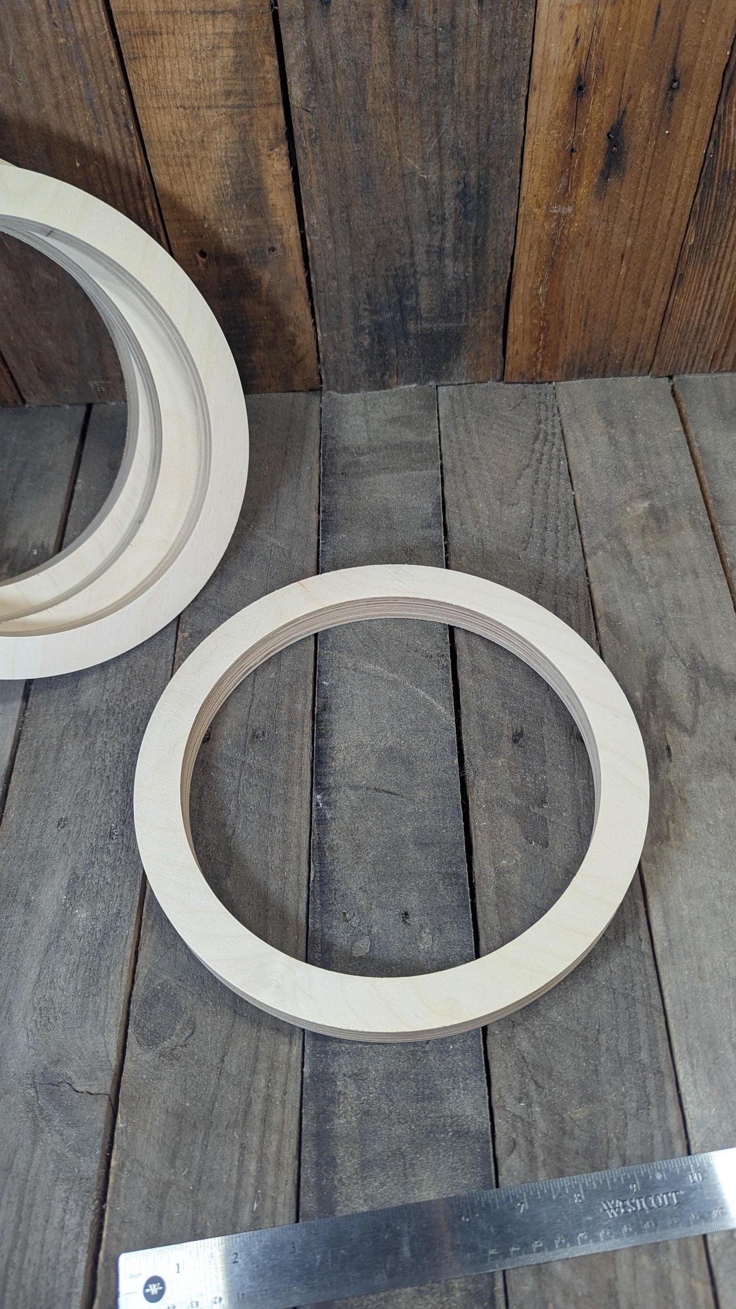 11" Baltic Birch Wood Circle, 9" Center Hole, DIY Craft