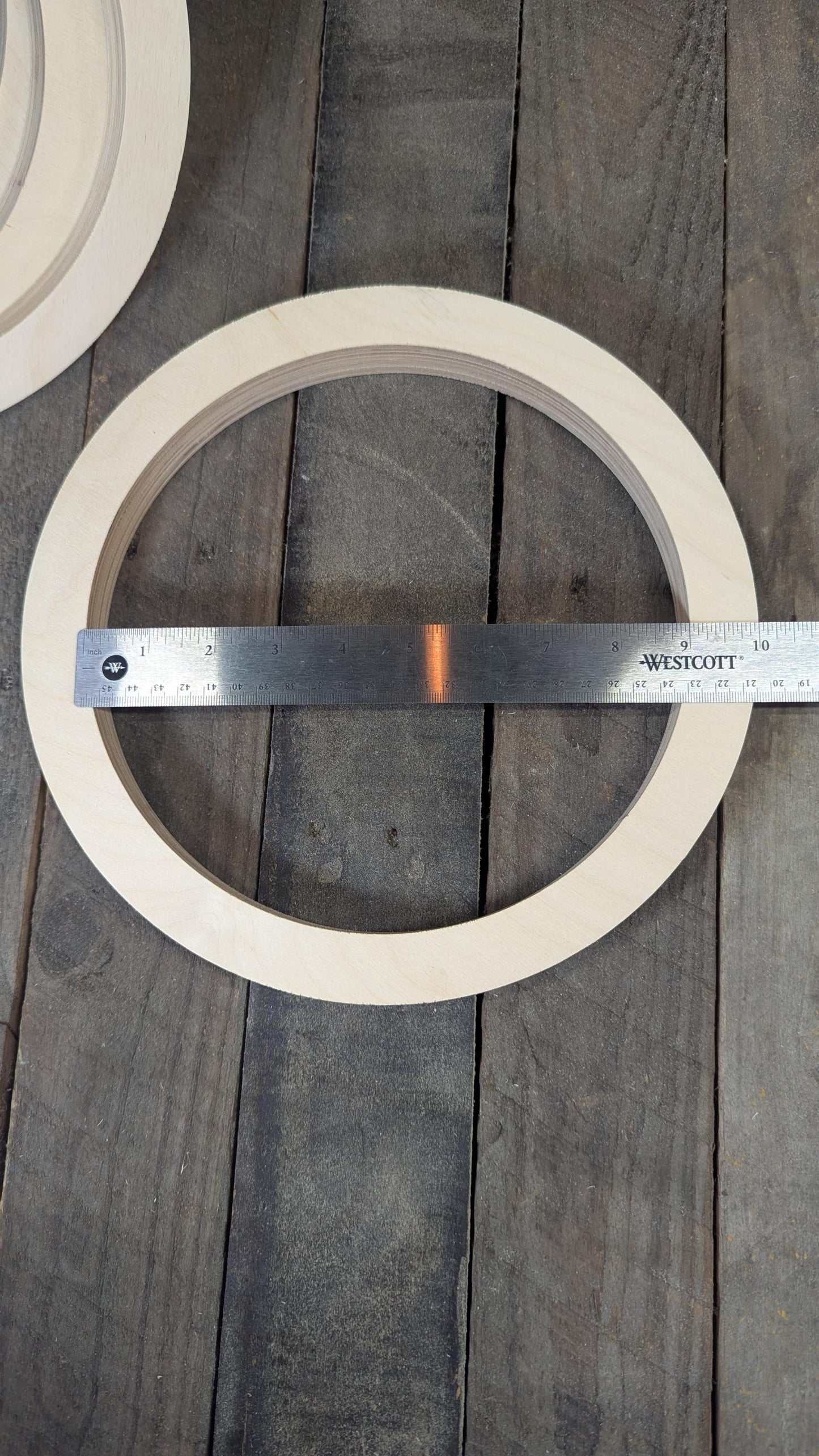 11" Baltic Birch Wood Circle, 9" Center Hole, DIY Craft