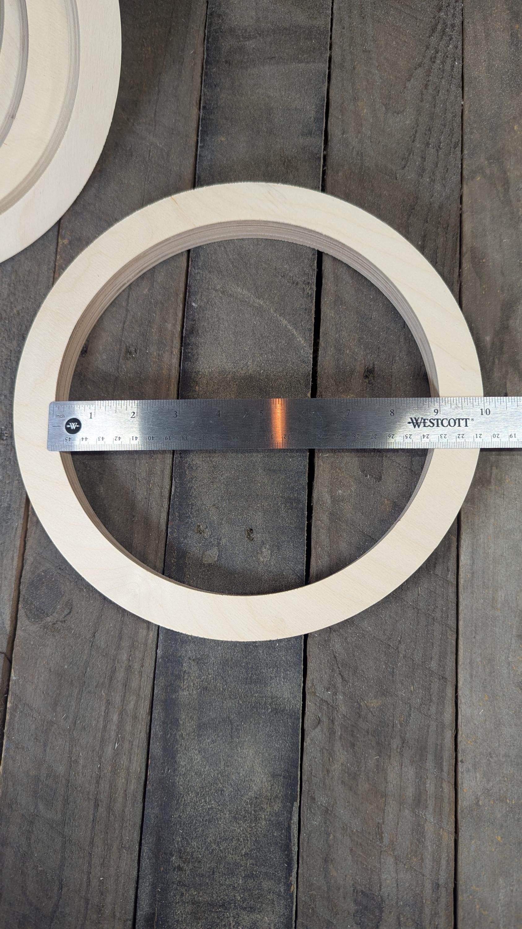 11" Baltic Birch Wood Circle, 9" Center Hole, DIY Craft