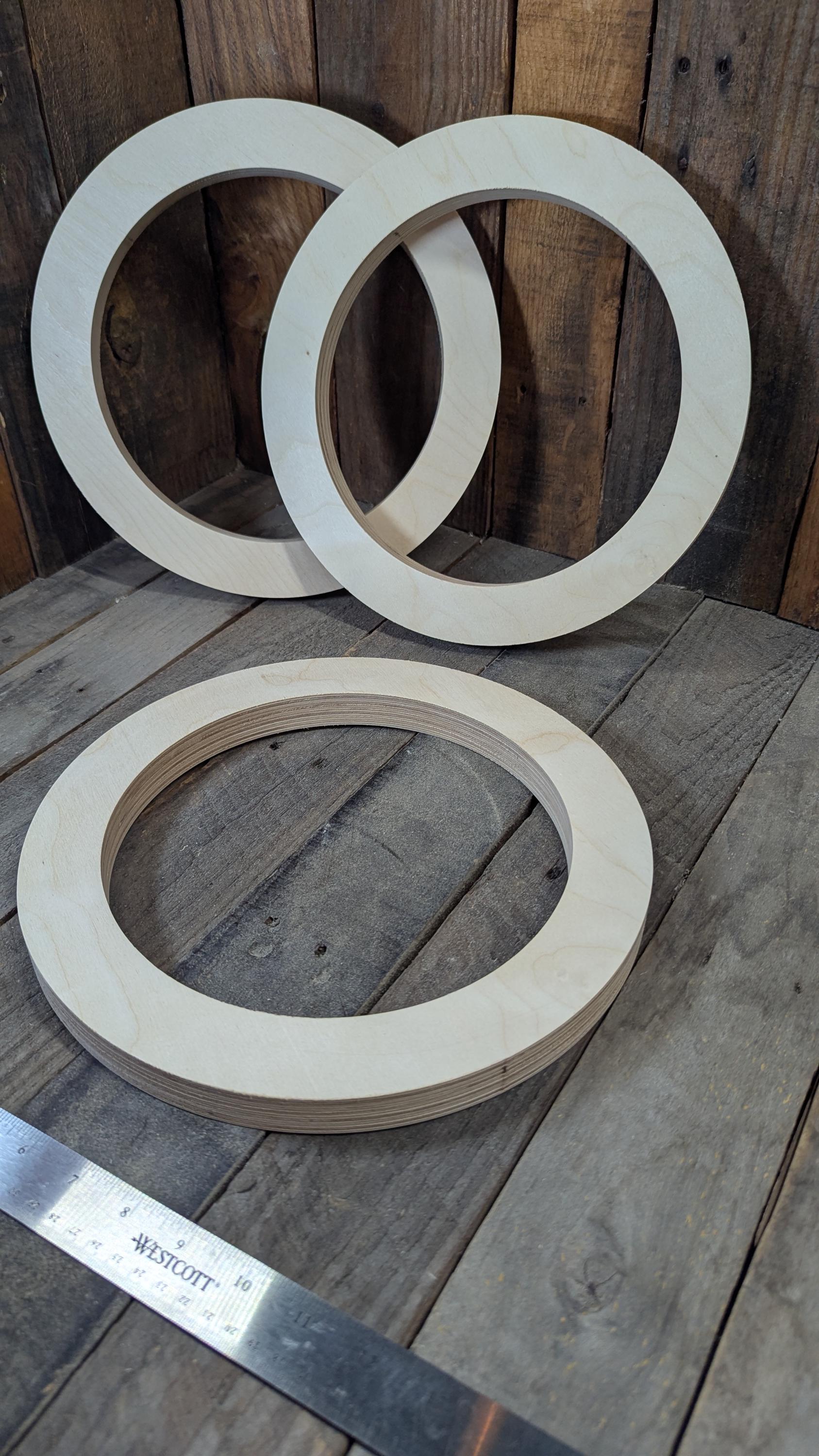 12" Wood Donut Ring with 9" center hole, BALTIC BIRCH Wooden Circles, Blank Circles, Unfinished Wooden Circles, Circular