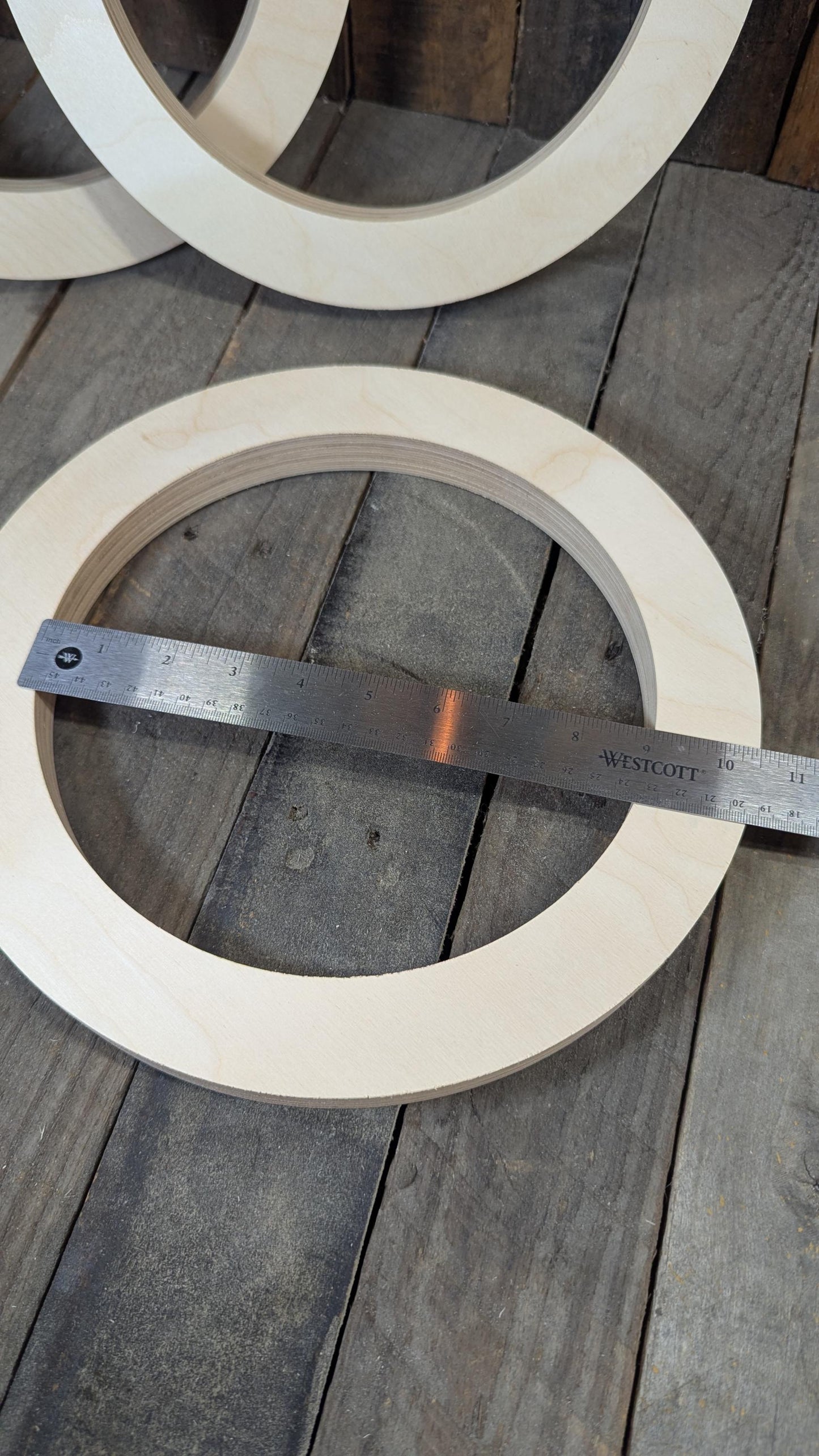 12" Wood Donut Ring with 9" center hole, BALTIC BIRCH Wooden Circles, Blank Circles, Unfinished Wooden Circles, Circular