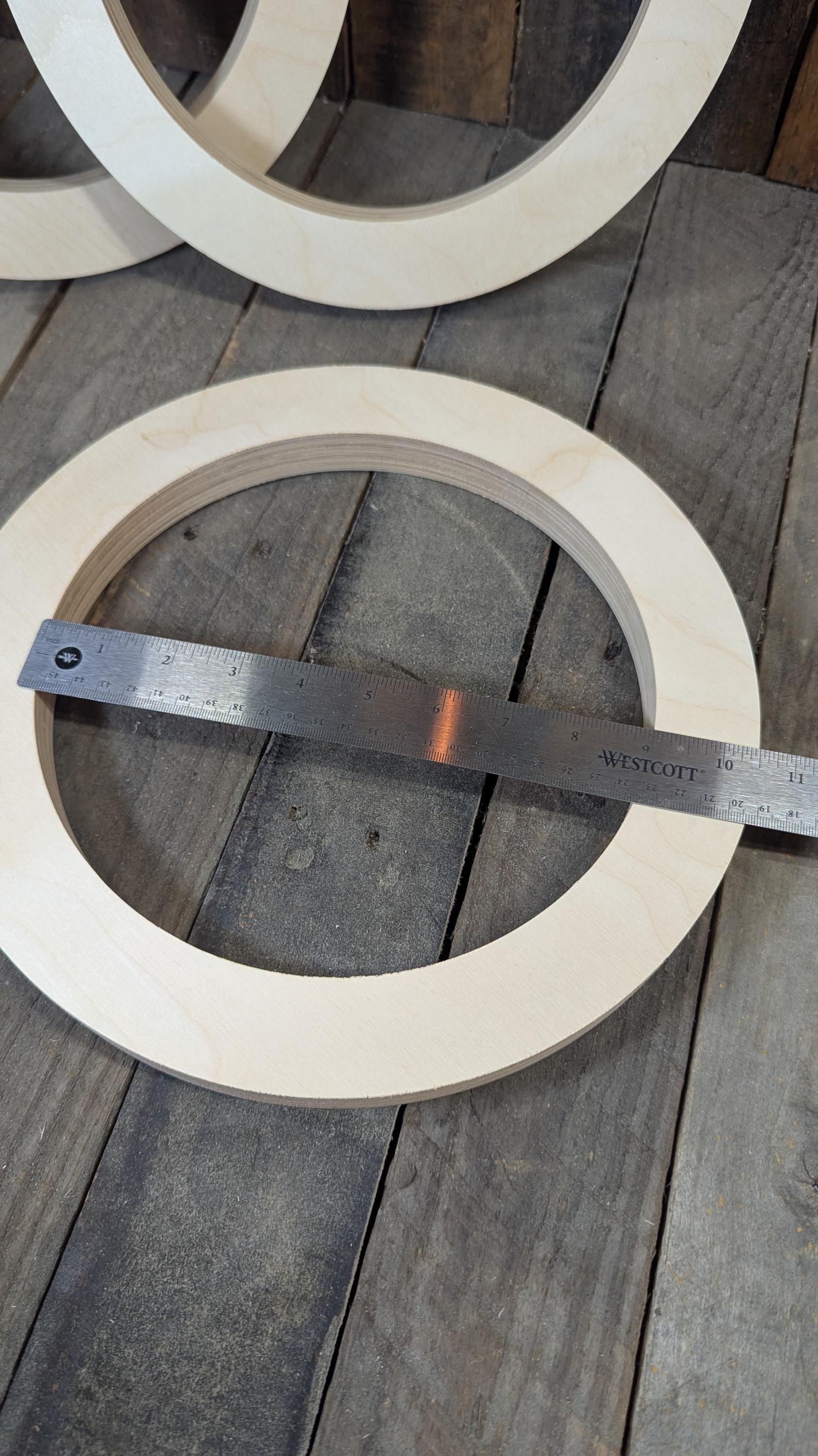 12" Wood Donut Ring with 9" center hole, BALTIC BIRCH Wooden Circles, Blank Circles, Unfinished Wooden Circles, Circular