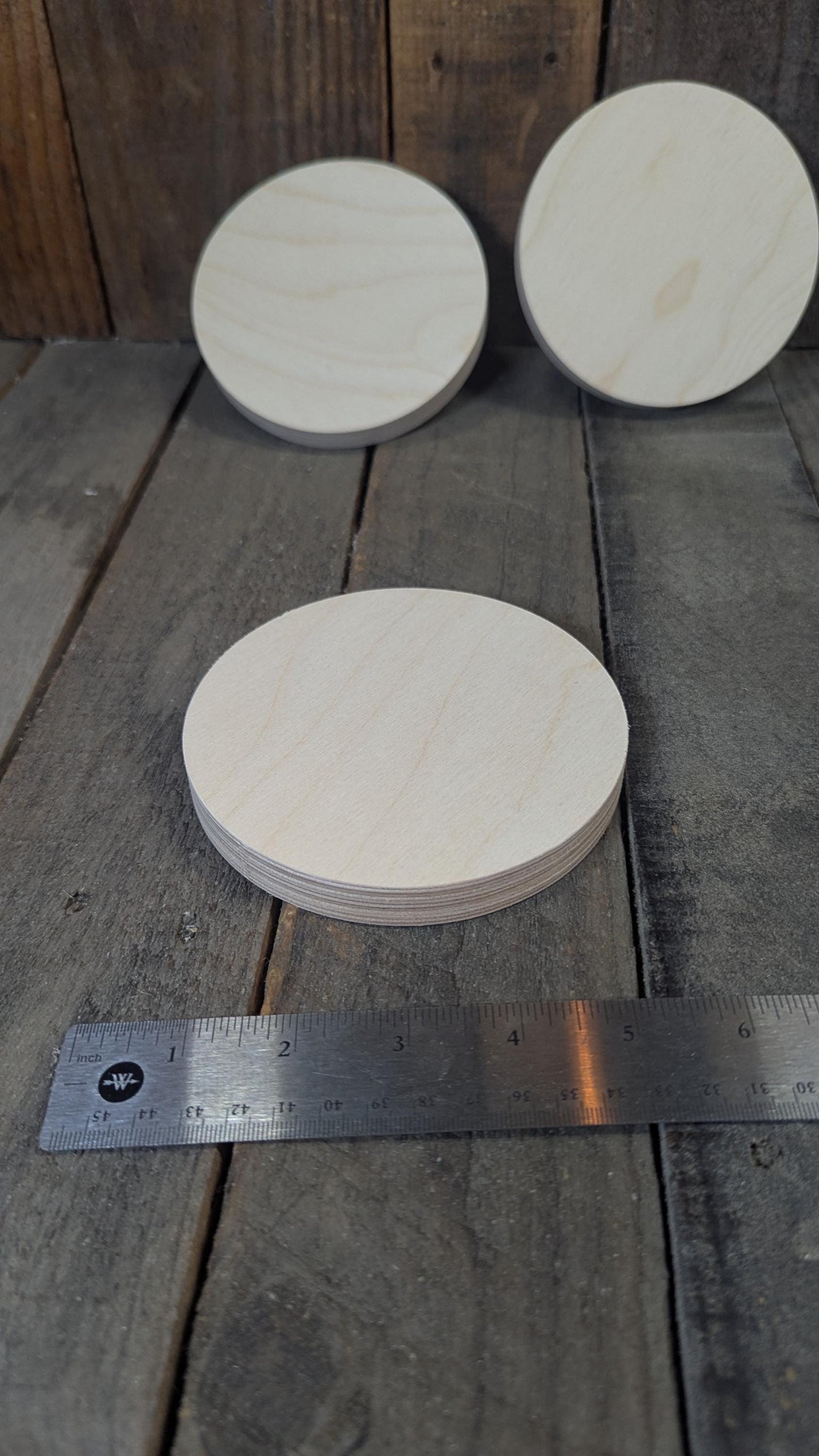 4.875" (4 7/8") Wood Circle Disc Plaques, BALTIC BIRCH - Wooden Circles, Blank Circles, DIY Crafting Supplies