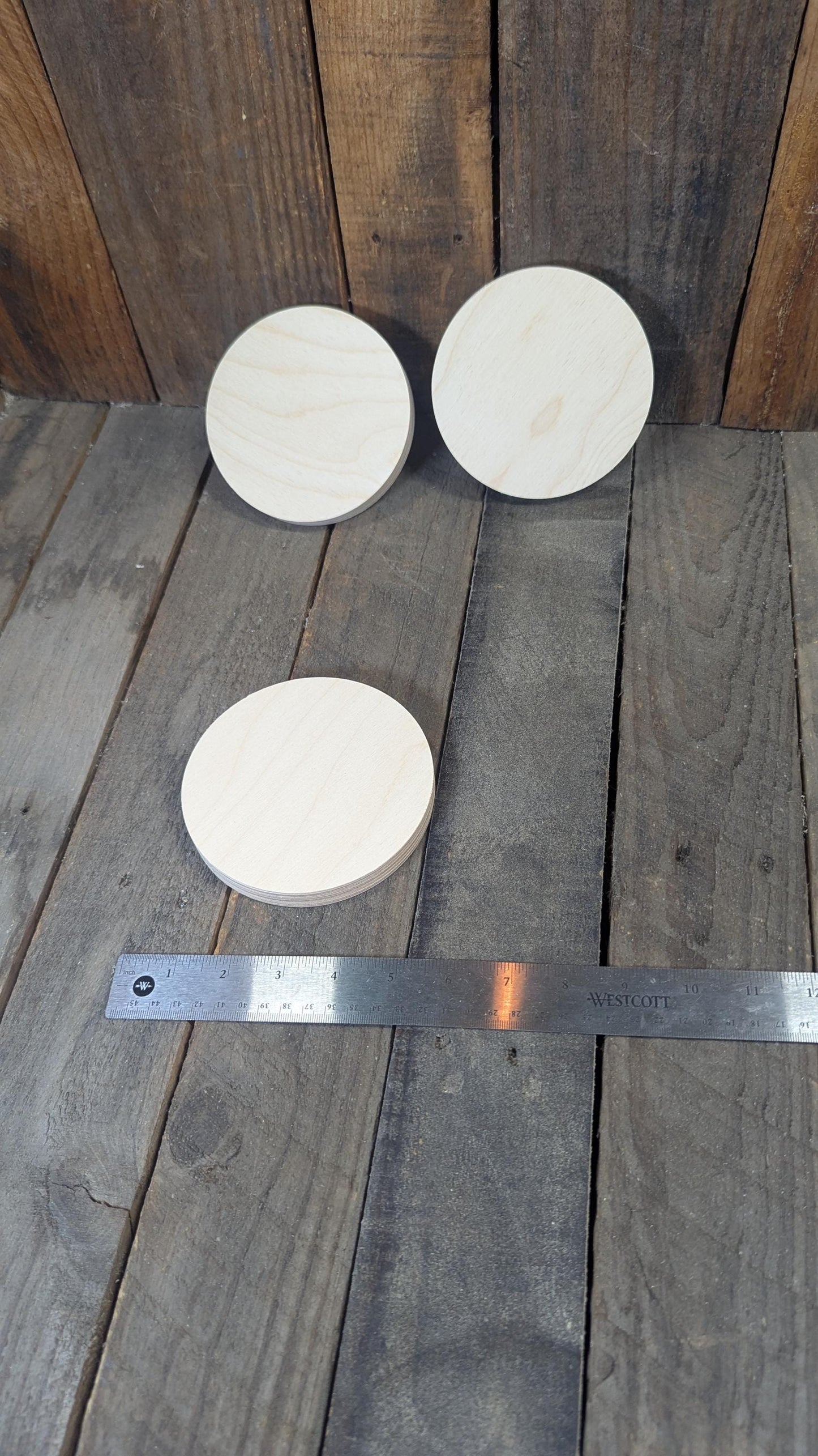 4.875" (4 7/8") Wood Circle Disc Plaques, BALTIC BIRCH - Wooden Circles, Blank Circles, DIY Crafting Supplies