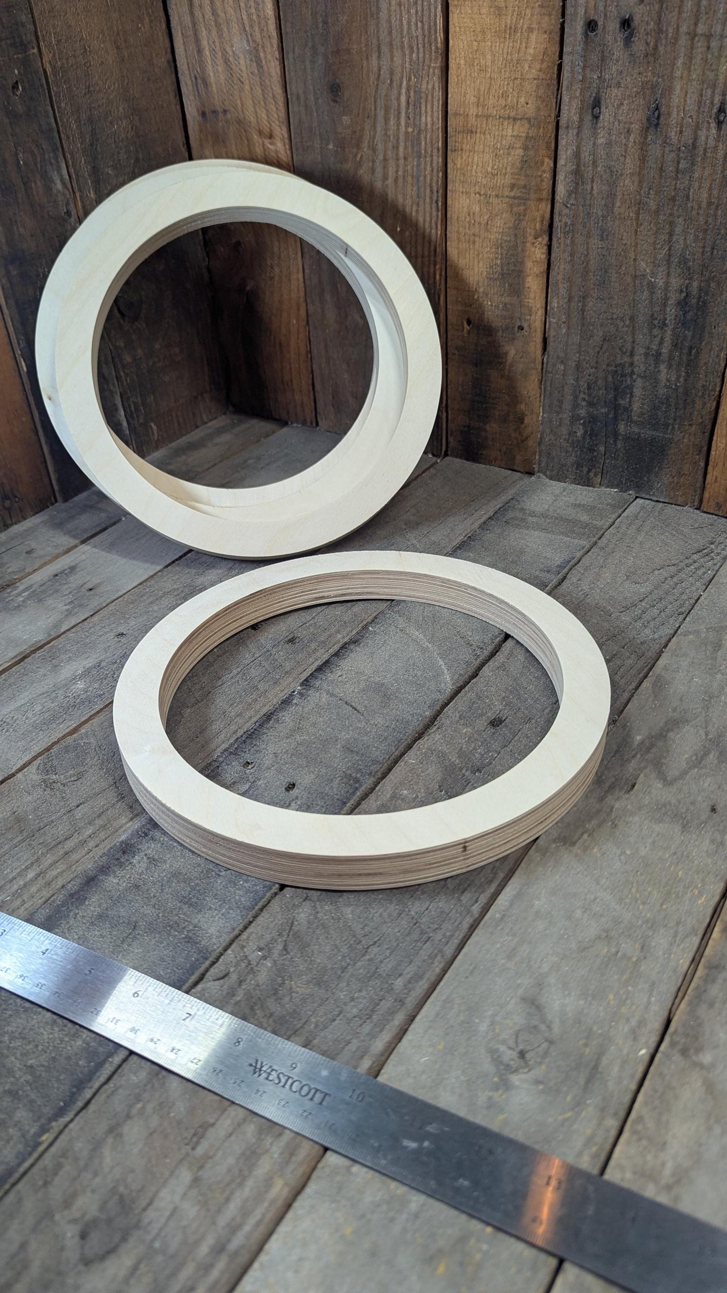 11" Baltic Birch Wood Circle, 9" Center Hole, DIY Craft