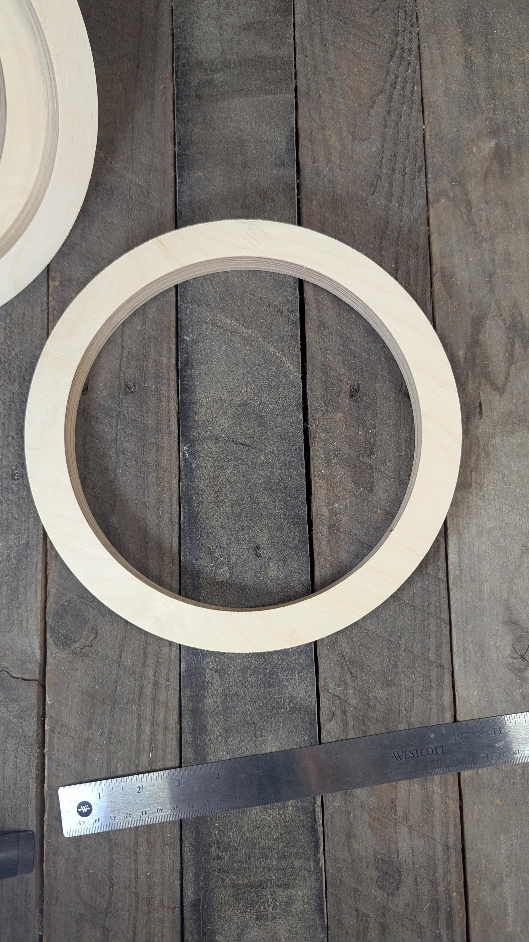 11" Baltic Birch Wood Circle, 9" Center Hole, DIY Craft