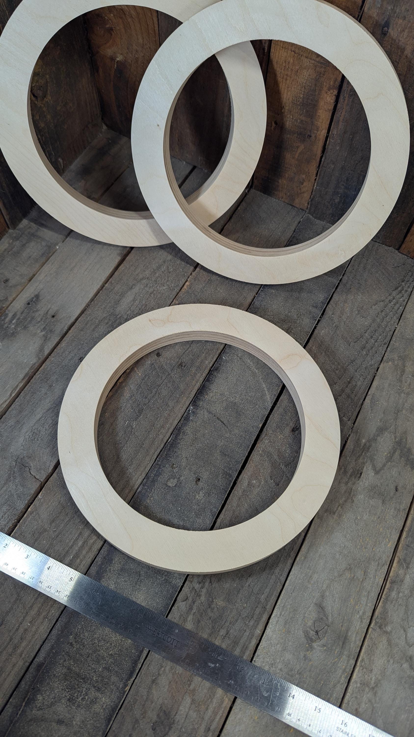 12" Baltic Birch Wood Donut Ring, 9" Center Hole, Unfinished Wooden Circle
