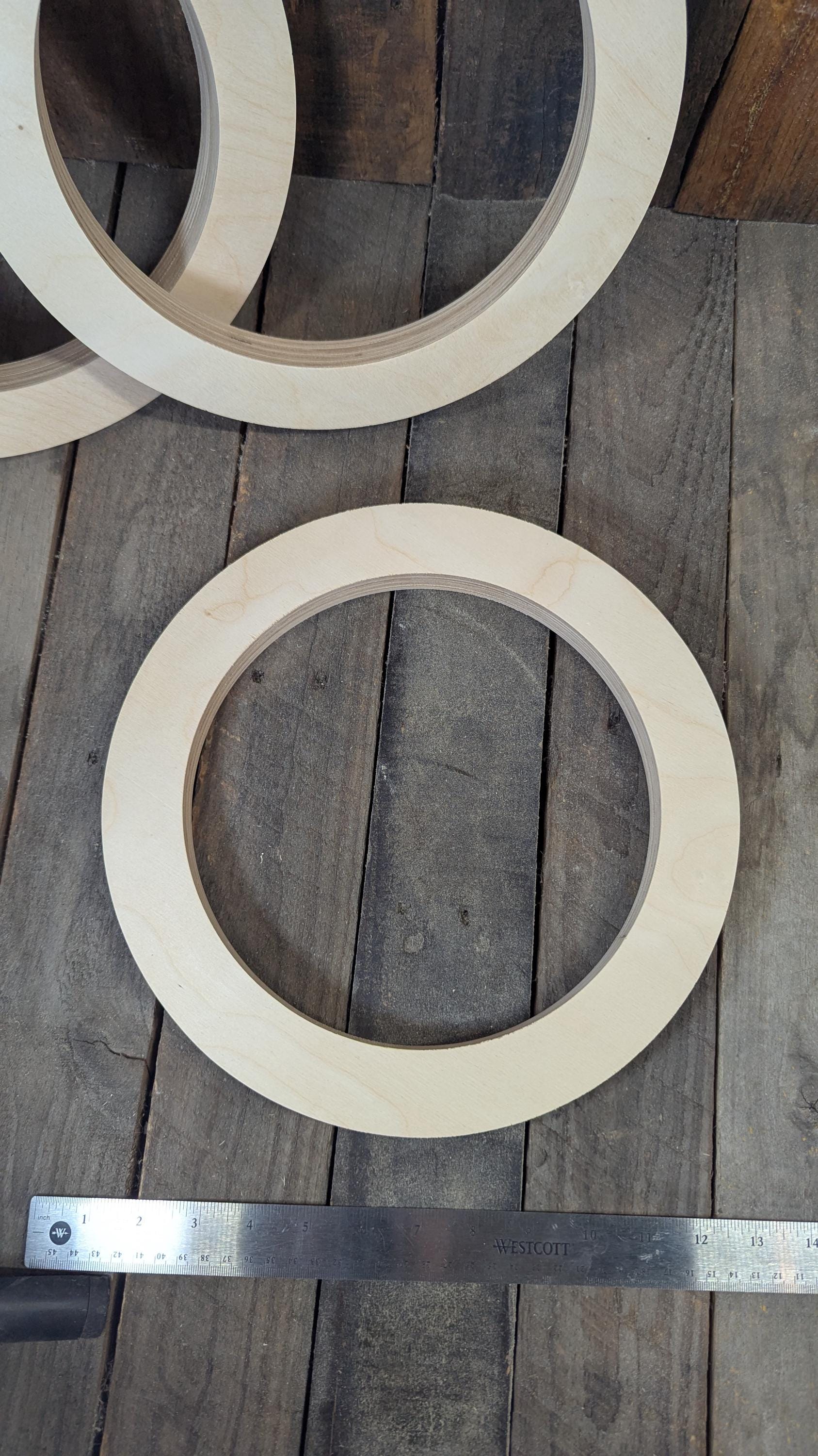 12" Baltic Birch Wood Donut Ring, 9" Center Hole, Unfinished Wooden Circle