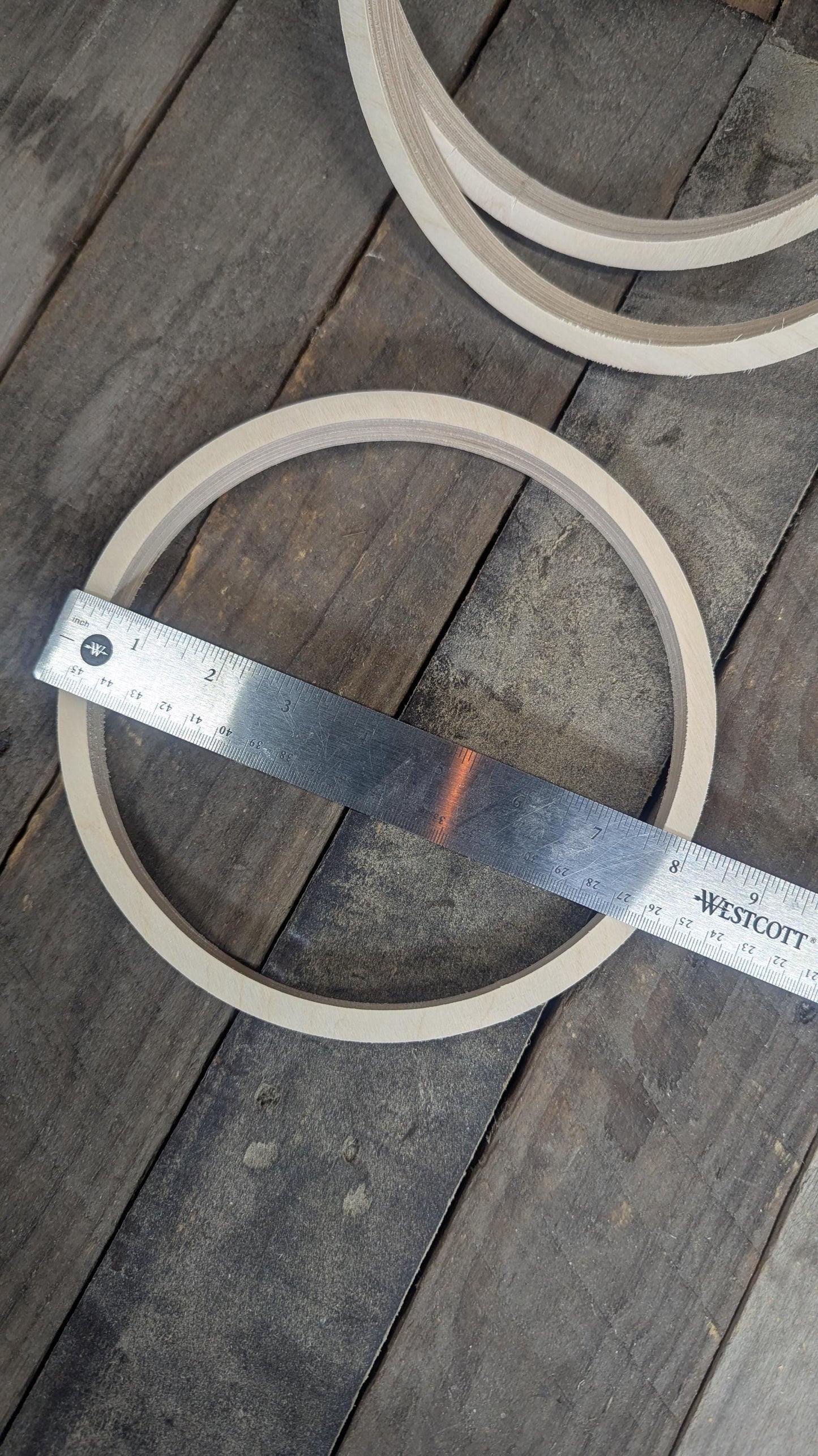 8" Baltic Birch Wood Donut Ring, 7.25" Center Hole, Craft Circle