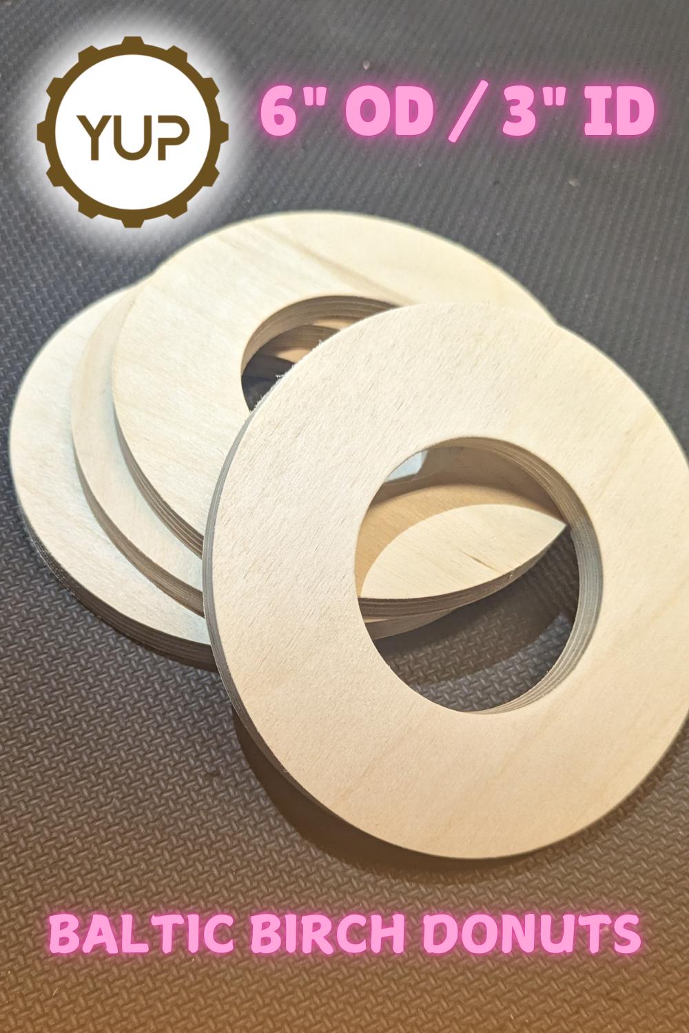 6" Baltic Birch Wood Donut, 3" Center Hole, DIY Crafting Supplies