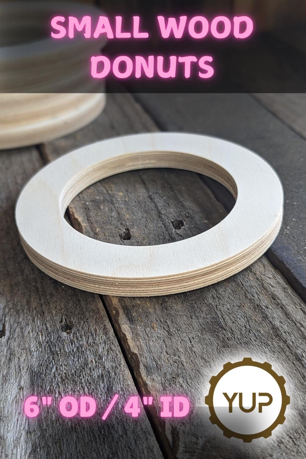 6" Baltic Birch Wood Donut, 4" Center Hole, DIY Craft Supplies