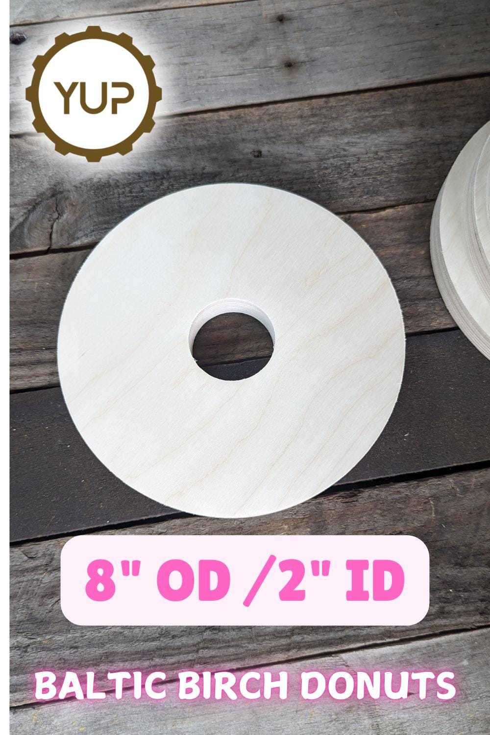 8" Baltic Birch Wood Donut Ring, 2" Center Hole, DIY Craft Supply