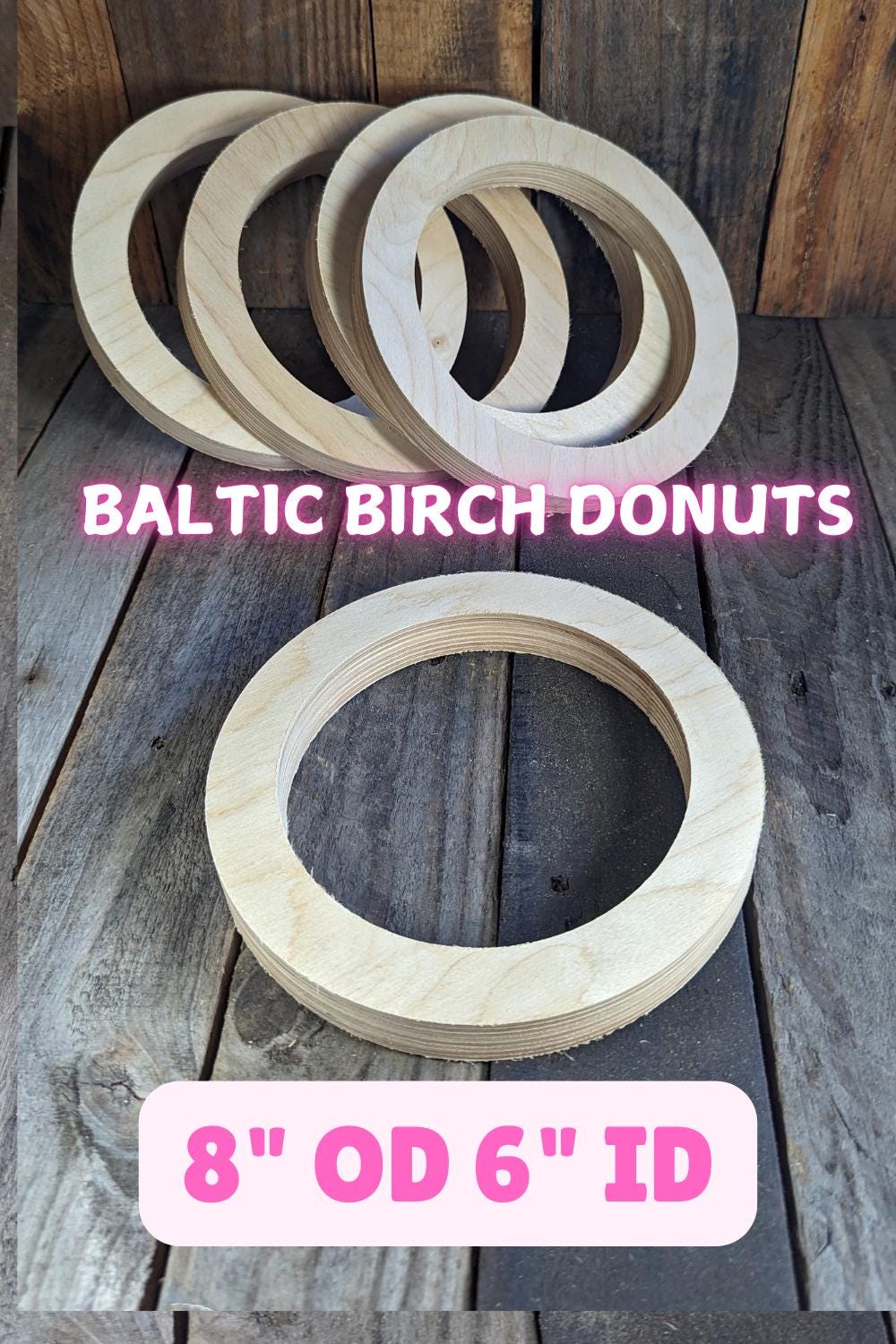 8" Wood Donut Ring with 6" center hole, BALTIC BIRCH Wooden Circles, Unfinished Wooden Circles, Round Circles, Circular Wood