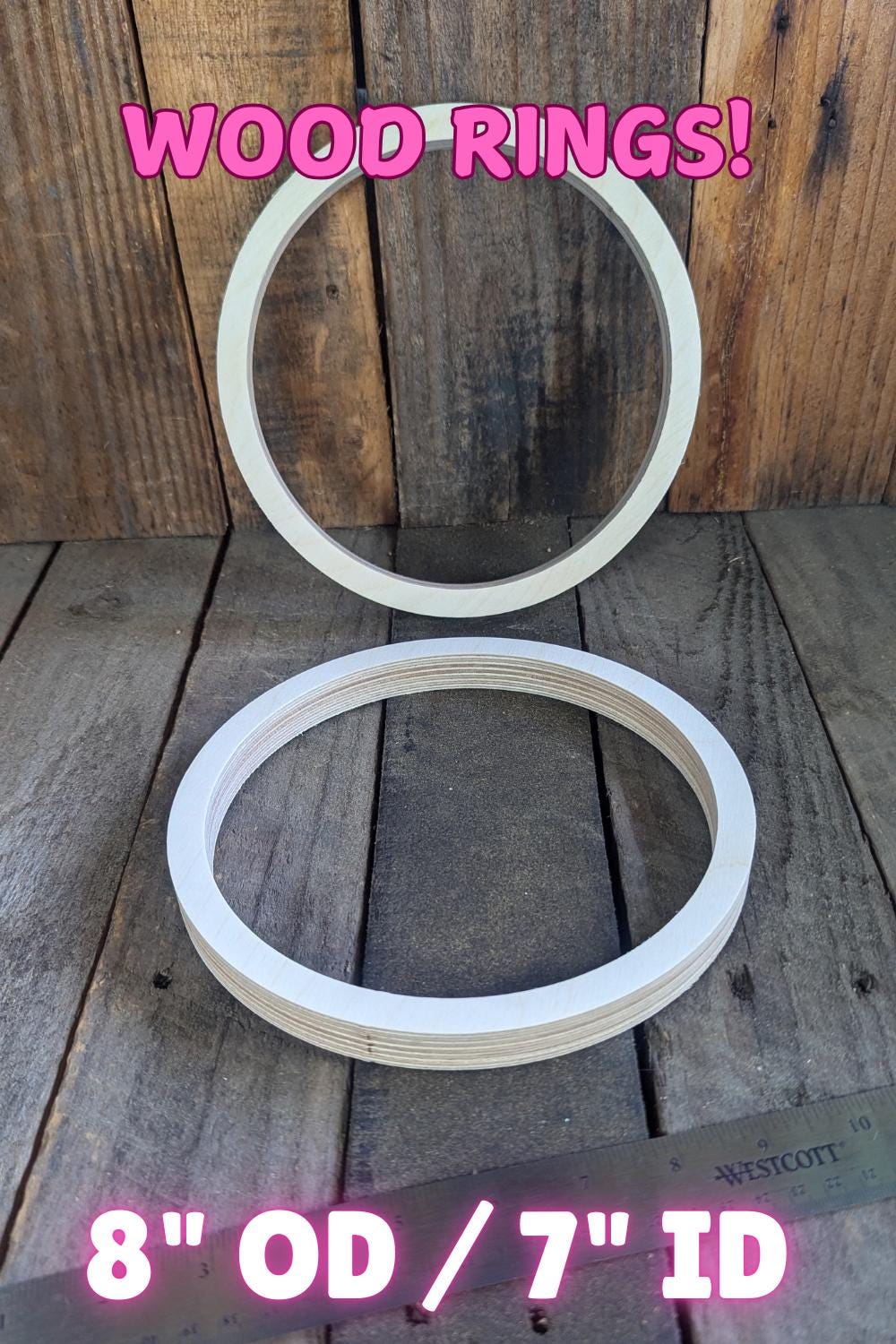 8" Baltic Birch Wood Donut Ring, 7" Center Hole, DIY Craft