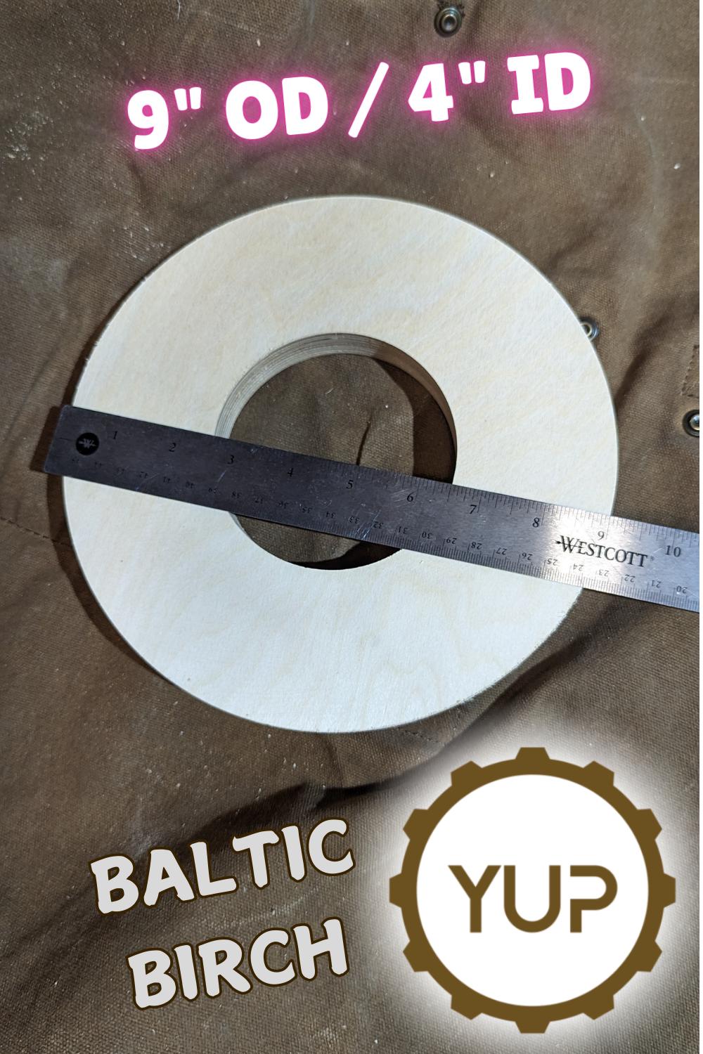 9" Baltic Birch Donut Ring, 4" Center Hole, DIY Crafting Supplies