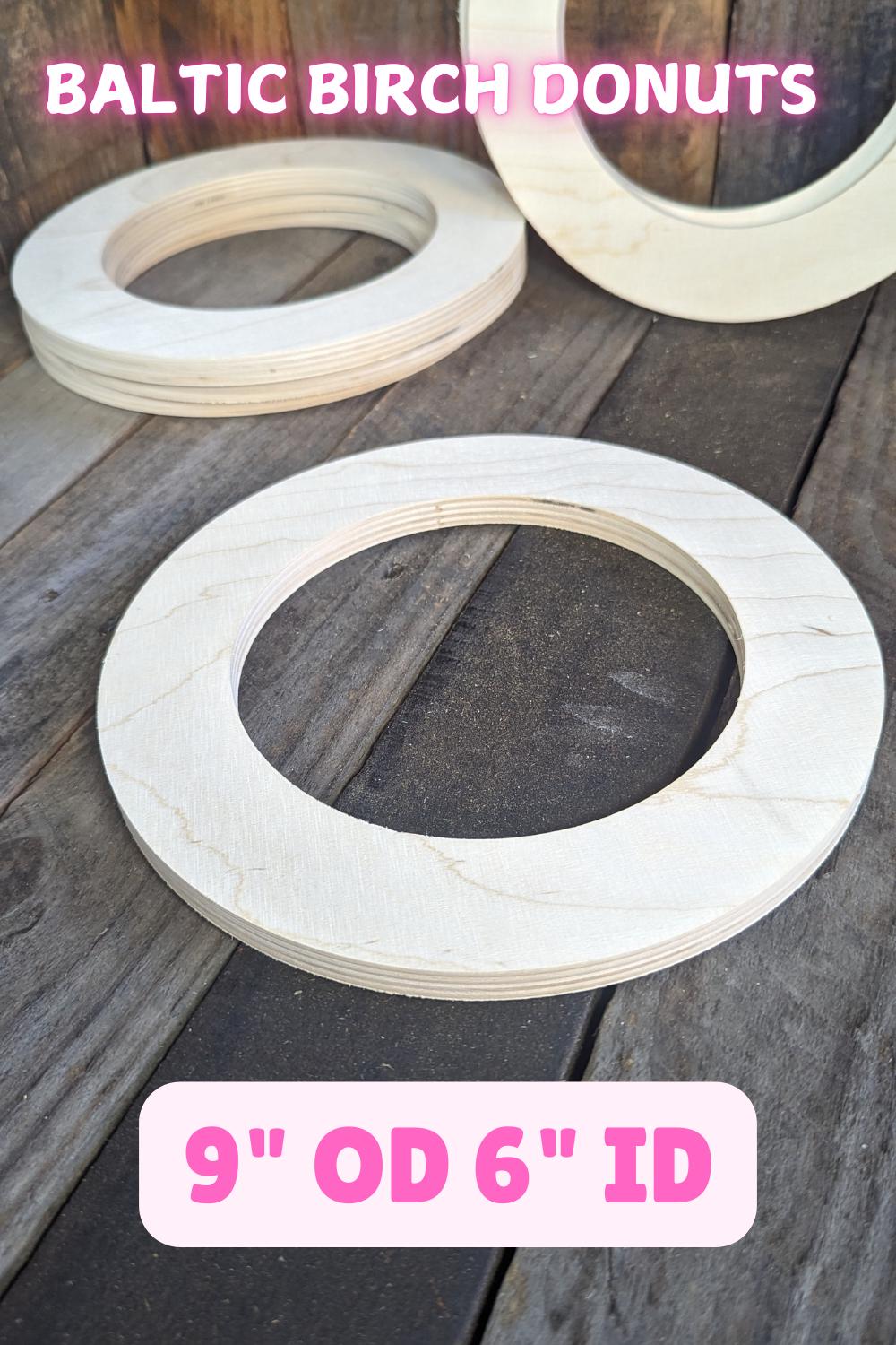 9" Baltic Birch Wood Donut Ring, 6" Center Hole, Craft Supplies