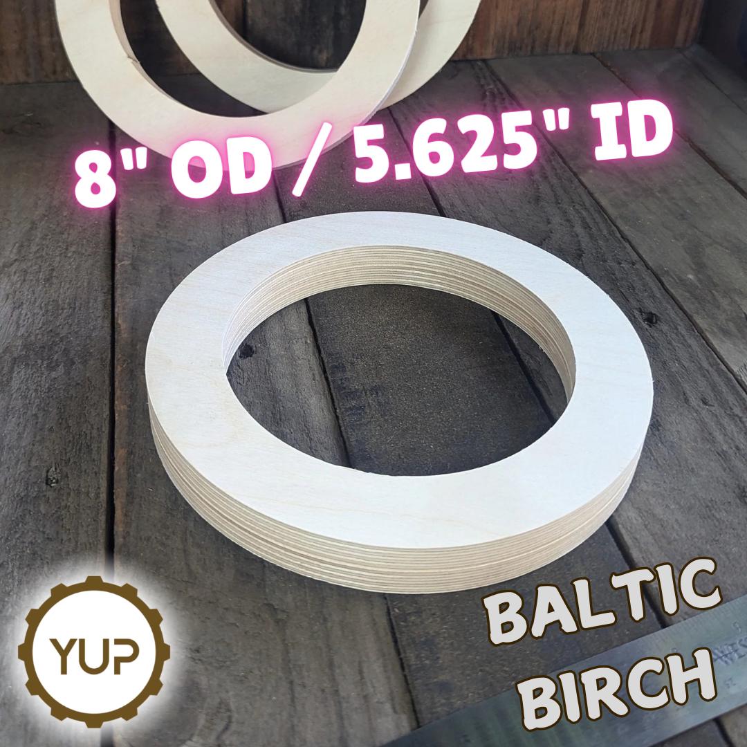 8" Baltic Birch Wood Donut Ring, 5.625" Center Hole, Craft Supplies