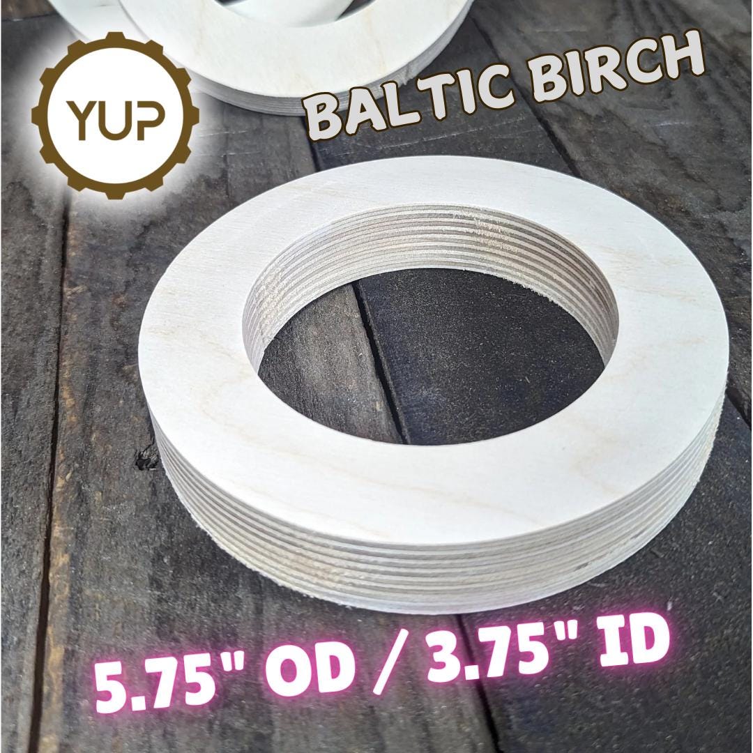 5.75" (5 3/4") Wood Donut with 3.75" (3 3/4") hole , BALTIC BIRCH - Wooden Circles, Blank Circles Circular, Ring Shape