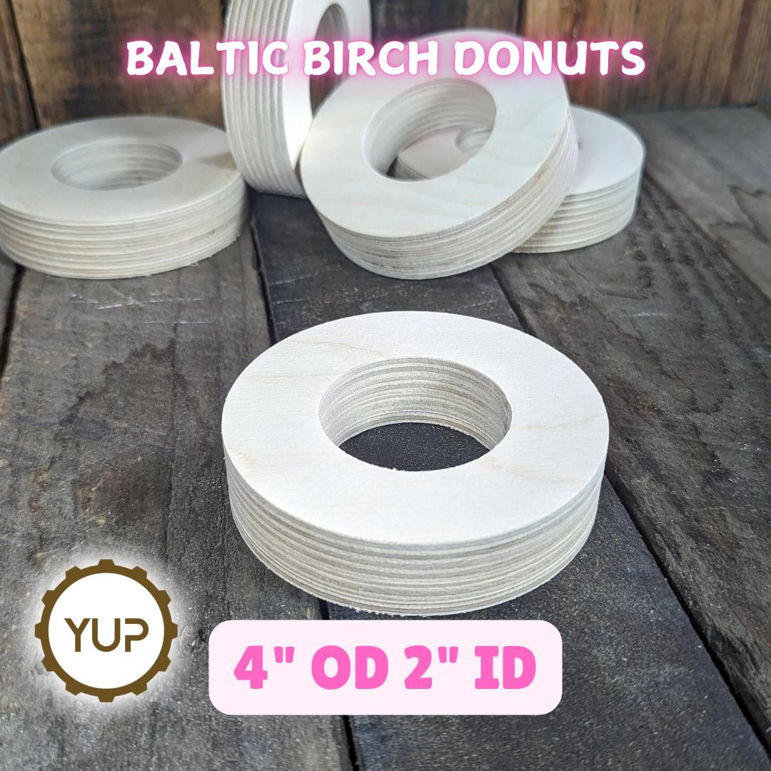 4" Baltic Birch Wood Donut, 2" Center Hole, DIY Craft Supply