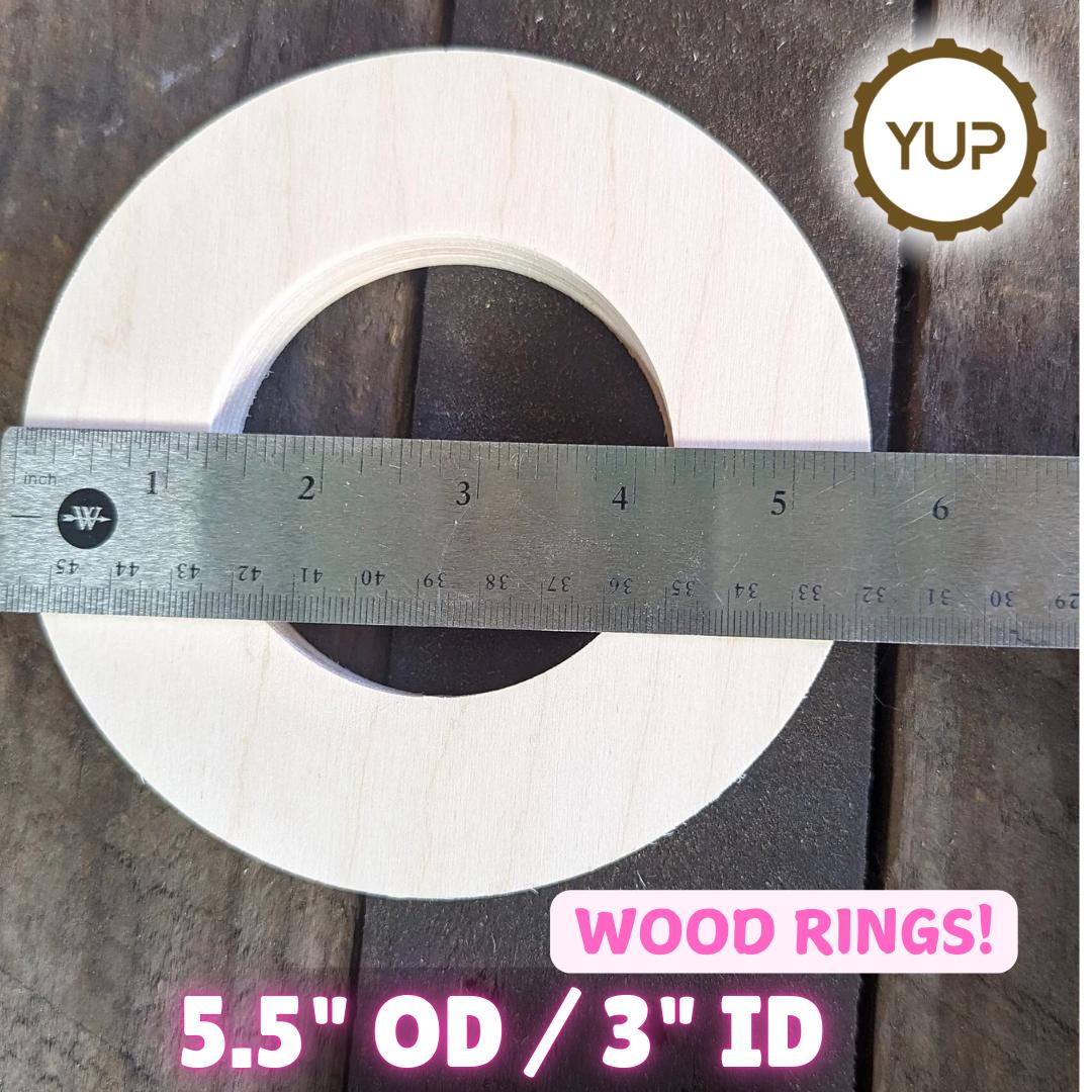 5.5" Baltic Birch Wood Donut, 3" Center Hole, DIY Craft Supply